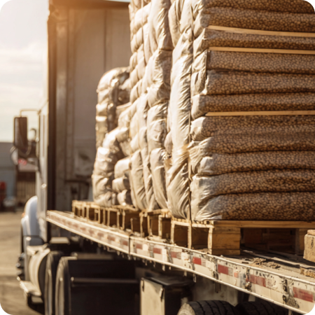 Sacos de alimento para mascotas transportados, representando buenas prácticas para evitar infestación.