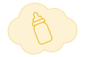 Icono de alimentación con leche a gatitos de 0-3 meses.