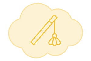 Icono que refleja el uso de cañas para el juego con gatitos de 3 a 6 meses.