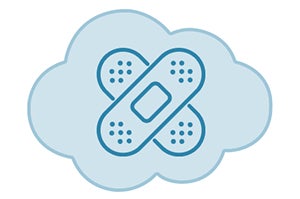 ícono de curitas cruzadas que representa los cuidados necesarios en herida tras esterilización de gatos