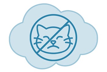 Ícono de gato tachado que representa prevención de reproducciones no deseadas