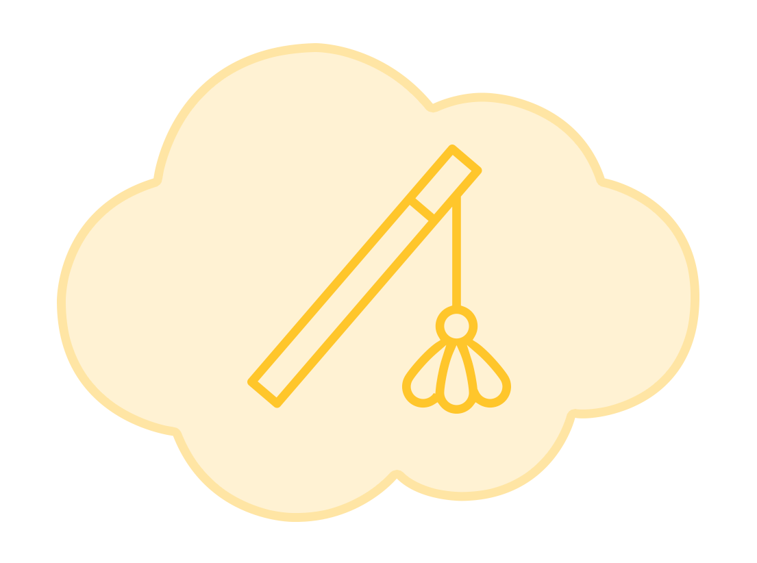 Icono que refleja el uso de cañas para el juego con gatitos de 3 a 6 meses.