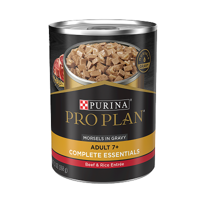 Lata de alimento húmedo Pro Plan Adult para perros adultos, Morsels in Gravy sabor carne y arroz