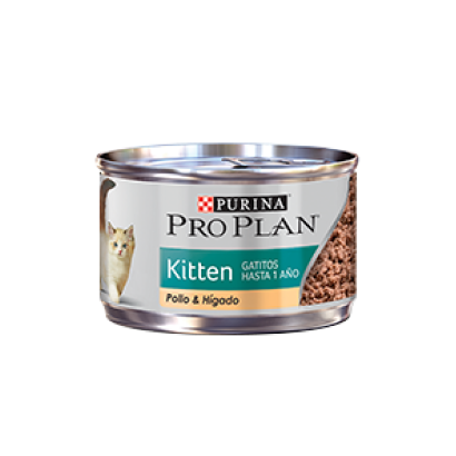 Lata Pro Plan Kitten para gatitos, fórmula de pollo e hígado para crecimiento saludable