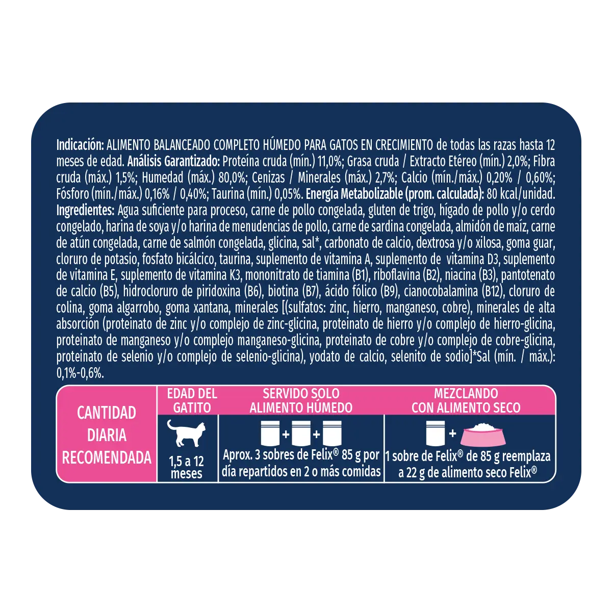 Purina Felix Megamix Gatitos alimento húmedo 85 g