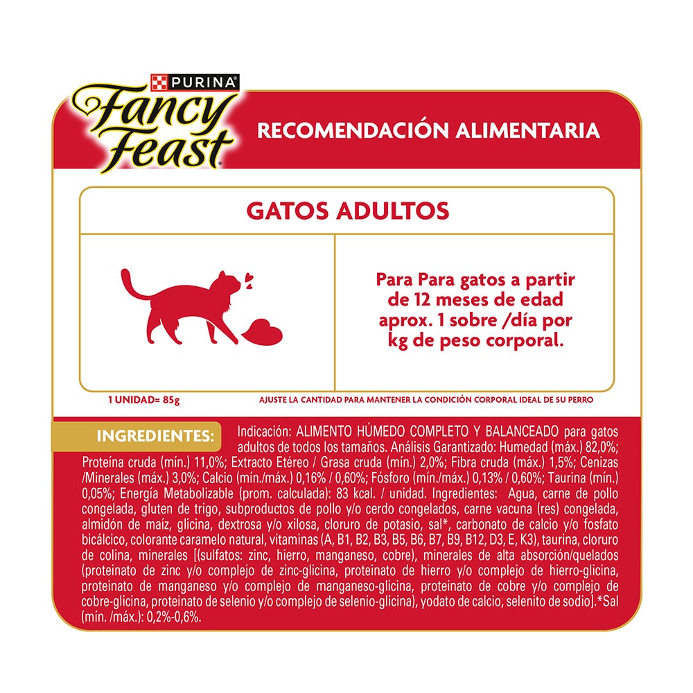 Purina Fancy Feast Alimento Húmedo Para Gatos Adultos Petit Filets Sabor Carne 85 g