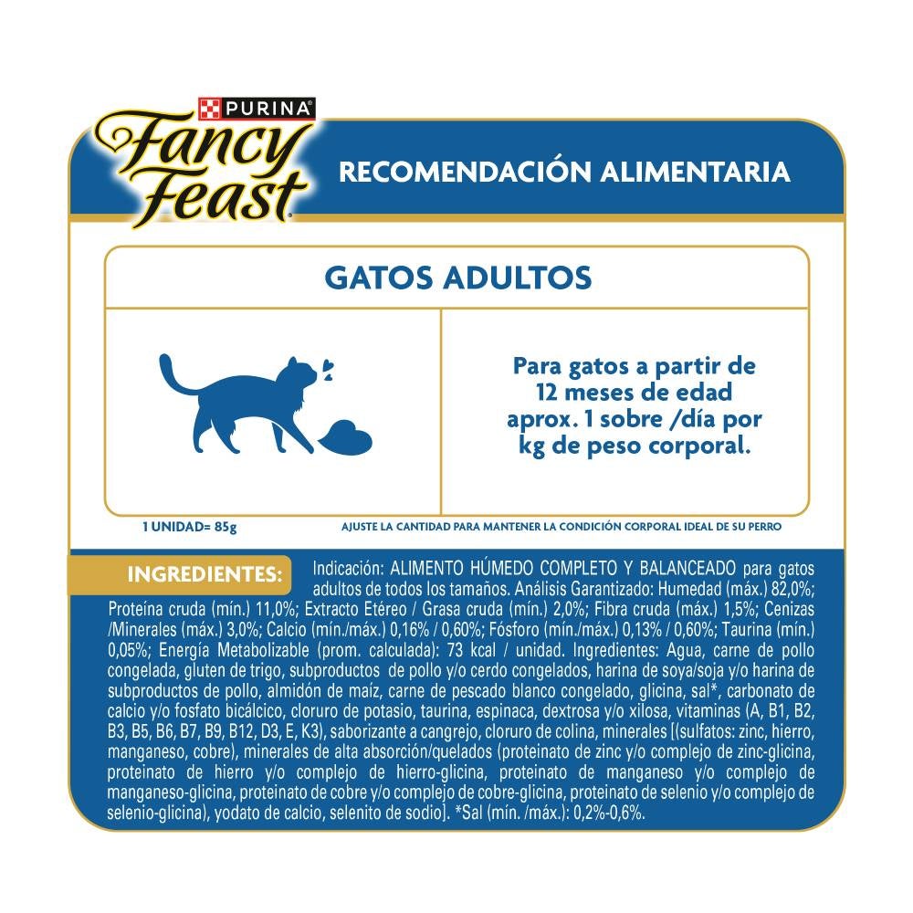 Comida húmeda para gatos Fancy Feast sabor pescado blanco
