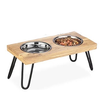 Plato doble elevado con base de madera