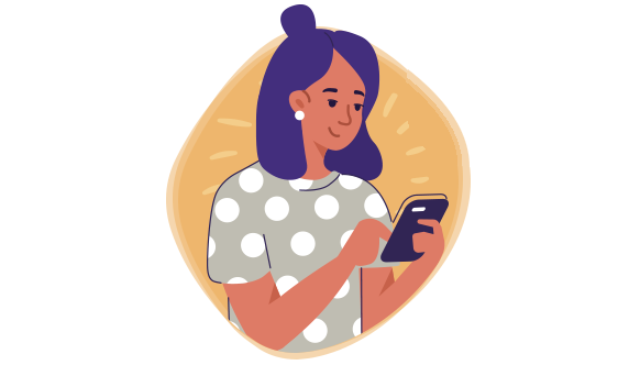 Ilustración de una mujer usando su celular