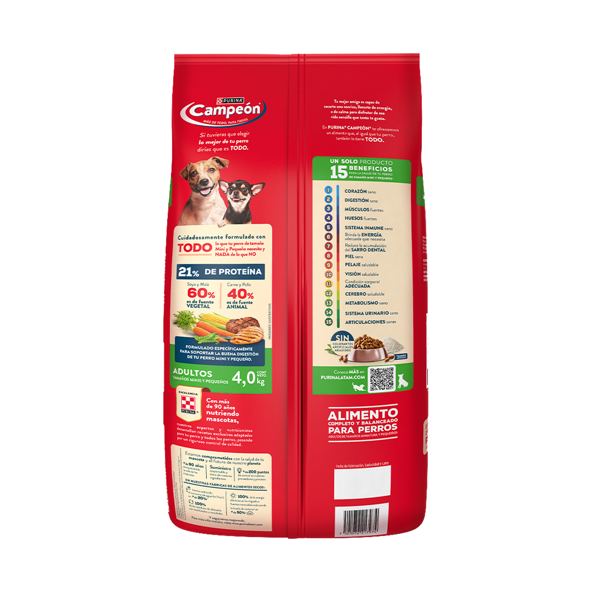 Empaque de Campeón® Adultos minis y pequeños, vista posterior