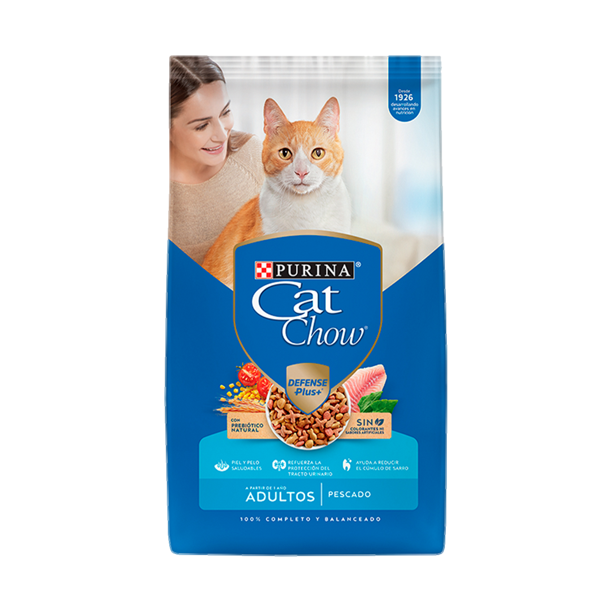 Empaque de Cat Chow® Adulto pescado, vista frontal