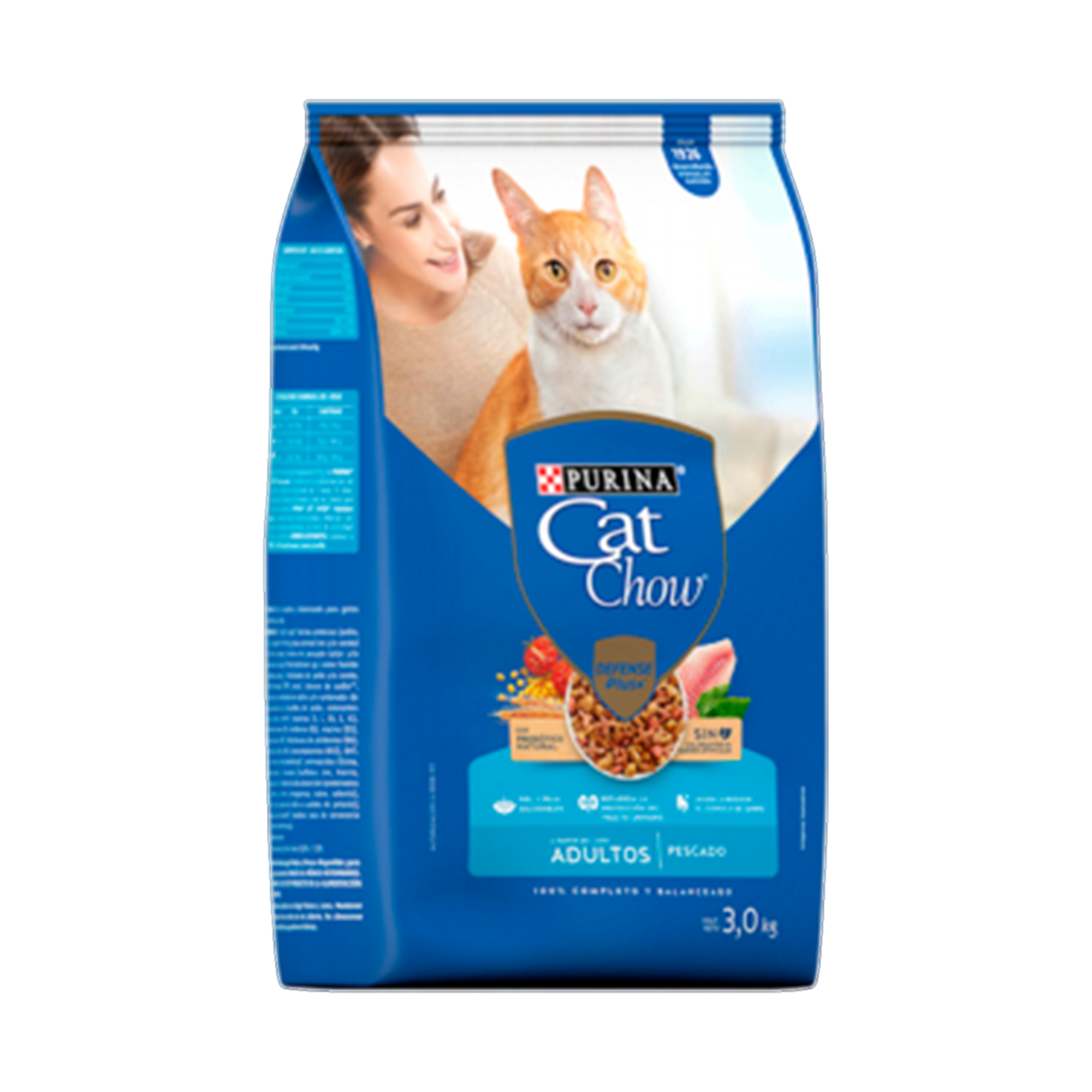Empaque de Cat Chow® Adulto pescado, vista lateral