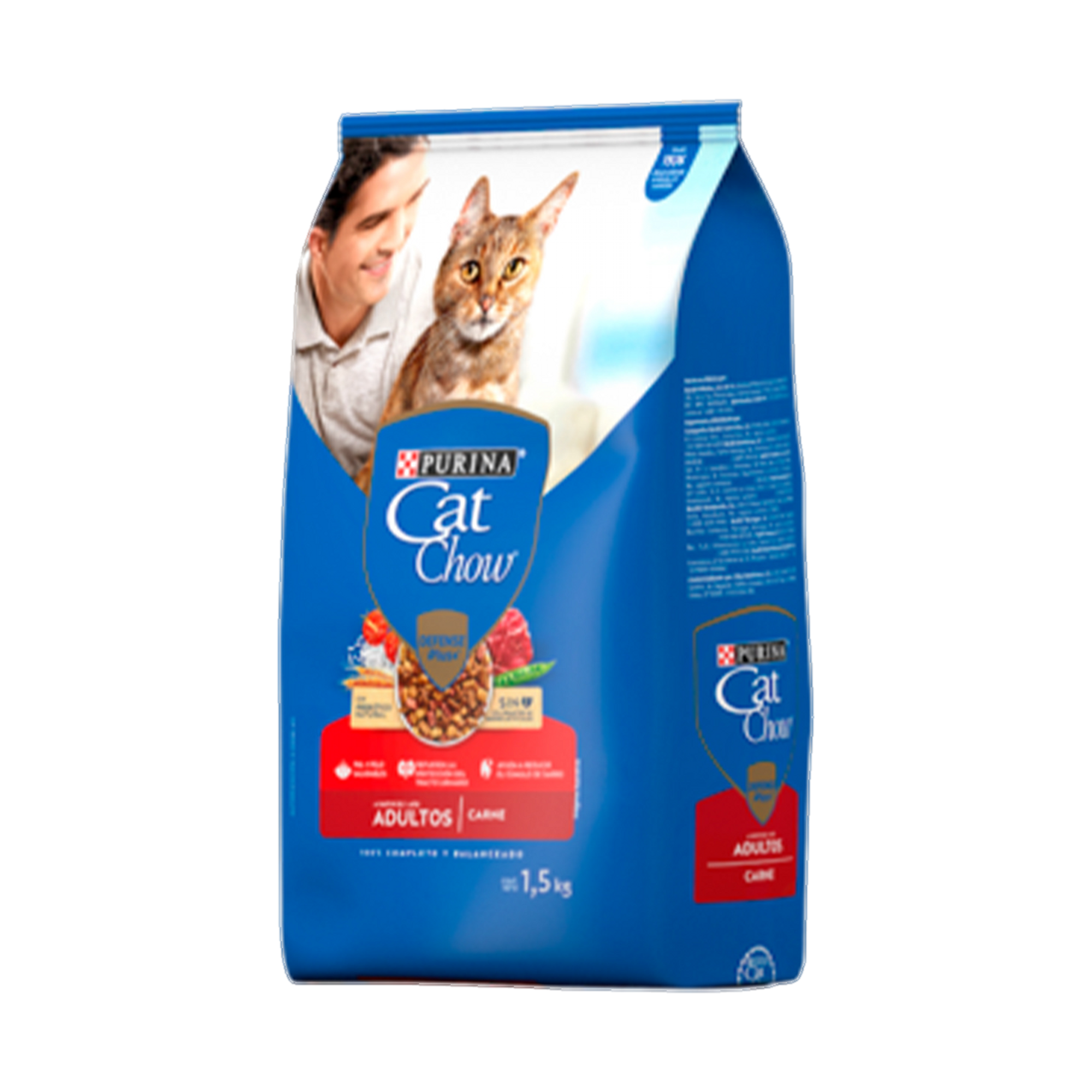 Empaque de Cat Chow® Adultos carne, vista lateral