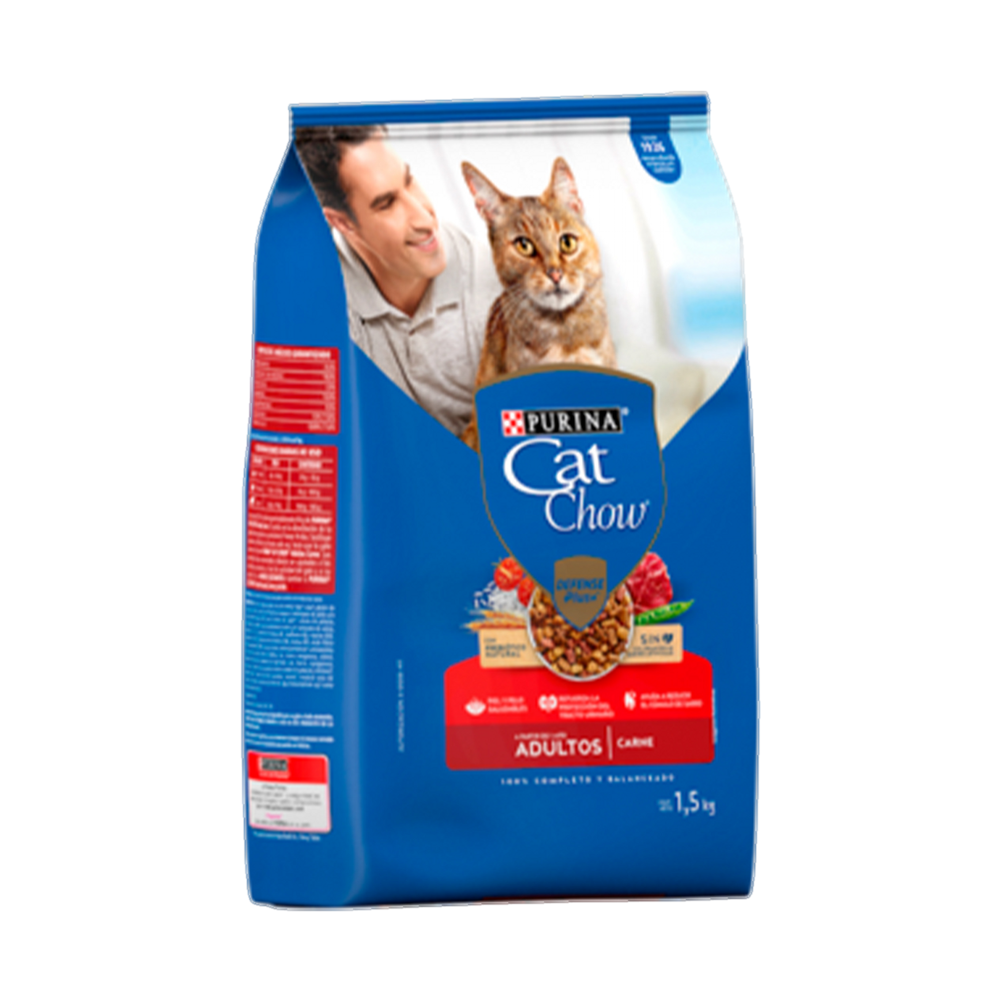 Empaque de Cat Chow® Adultos carne, vista lateral