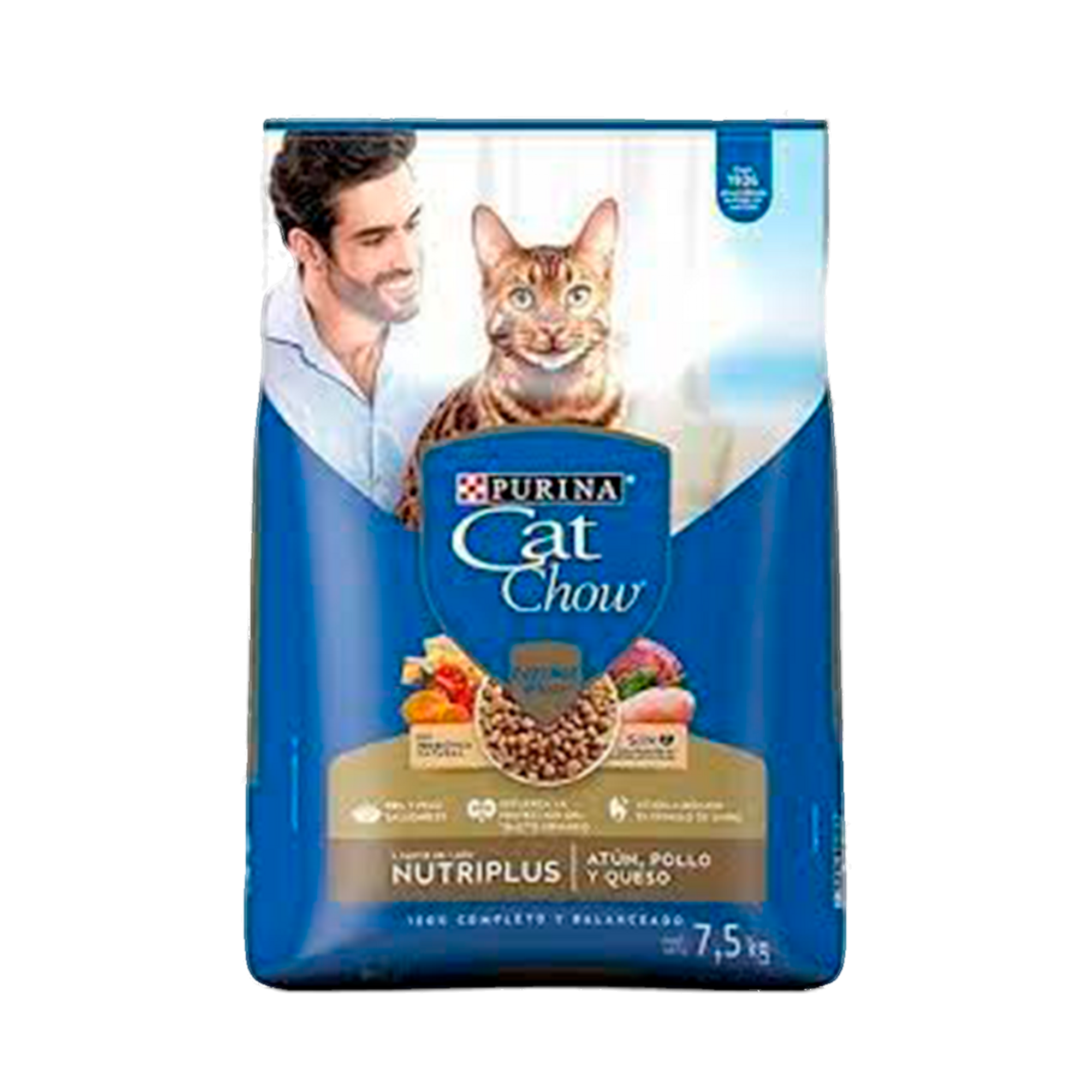 Empaque de Cat Chow® Nutriplus atún, pollo y queso, vista frontal