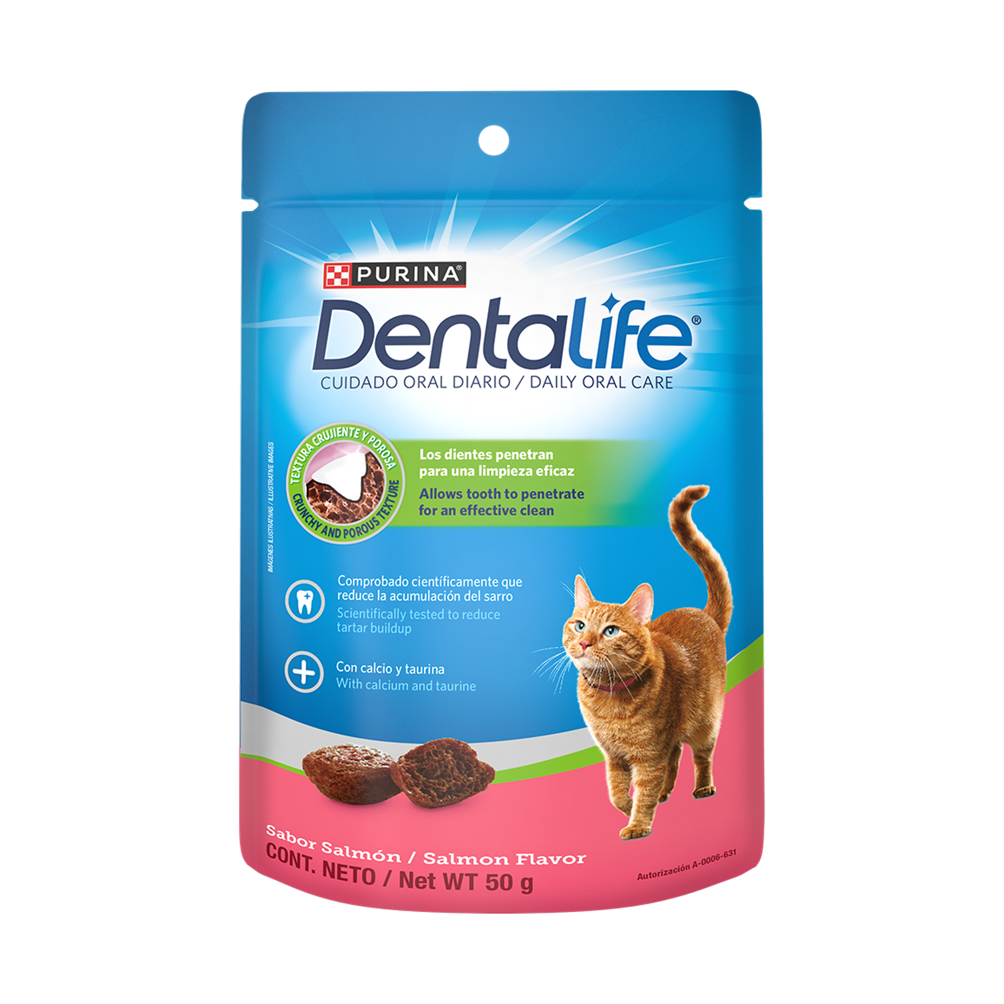 Empaque de DentaLife® Gato con sabor a salmón, vista frontal