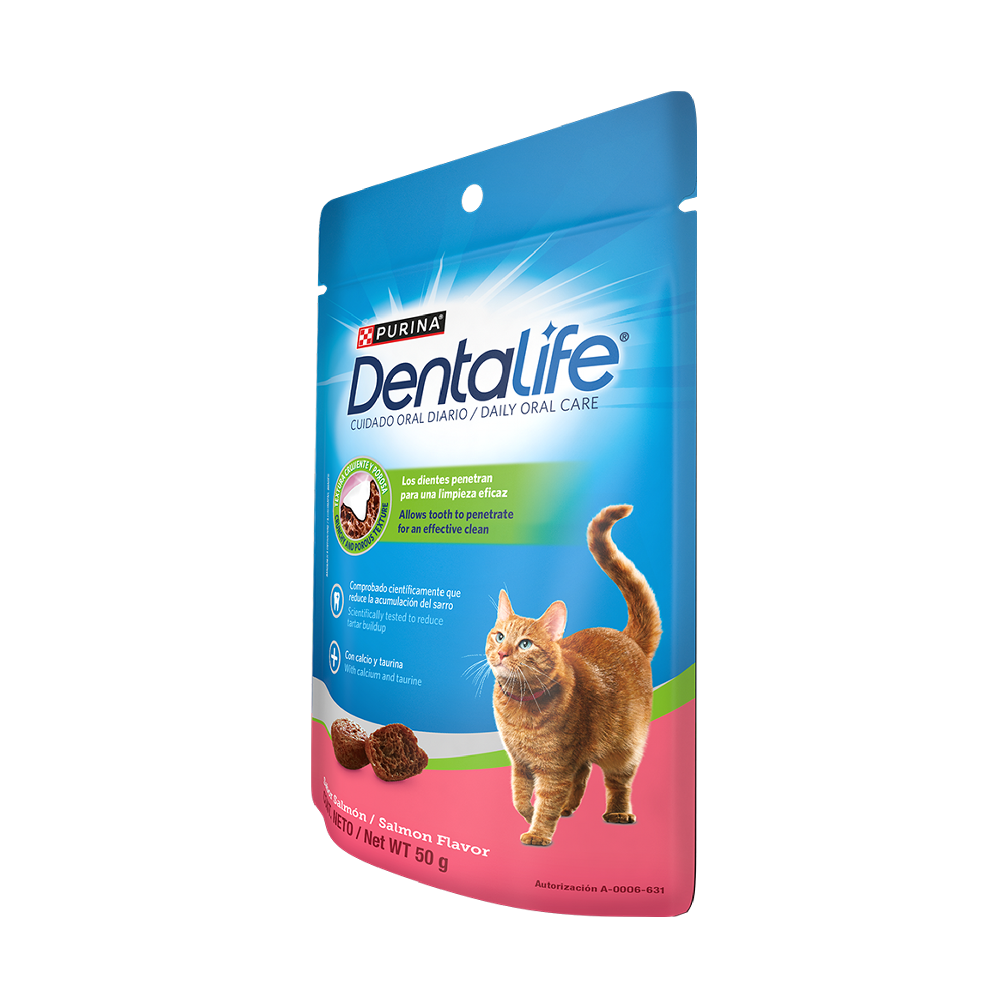 Empaque de DentaLife® Gato con sabor a salmón, vista lateral