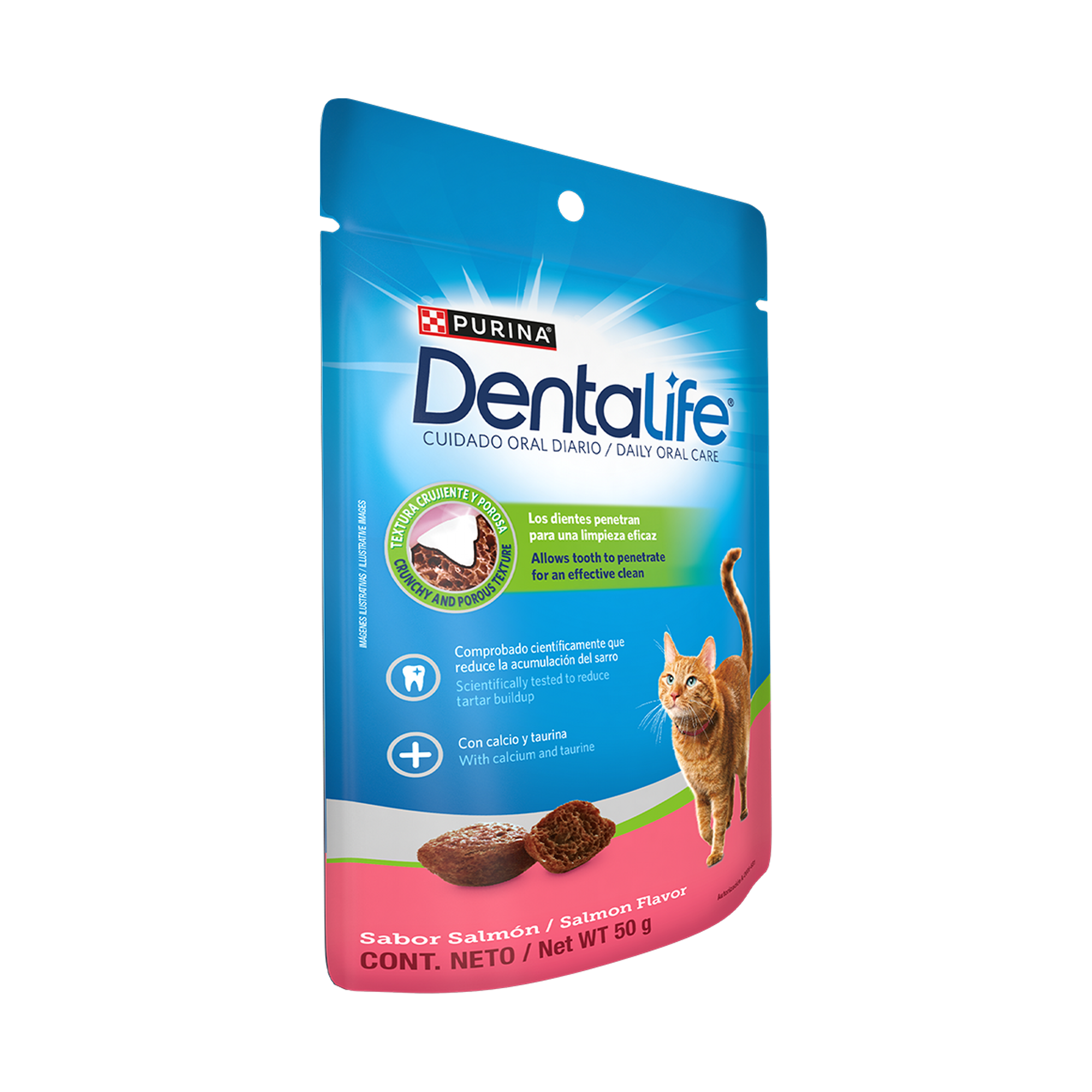 Empaque de DentaLife® Gato con sabor a salmón, vista lateral