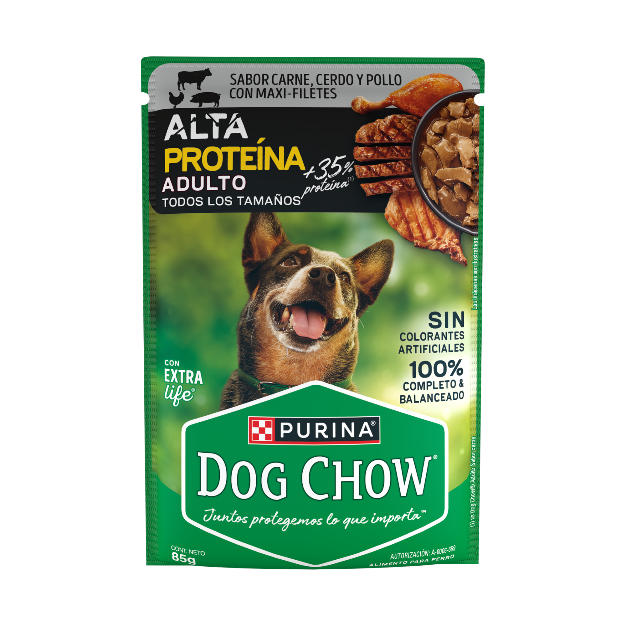 Empaque de Dog Chow® alta proteína adulto, vista frontal