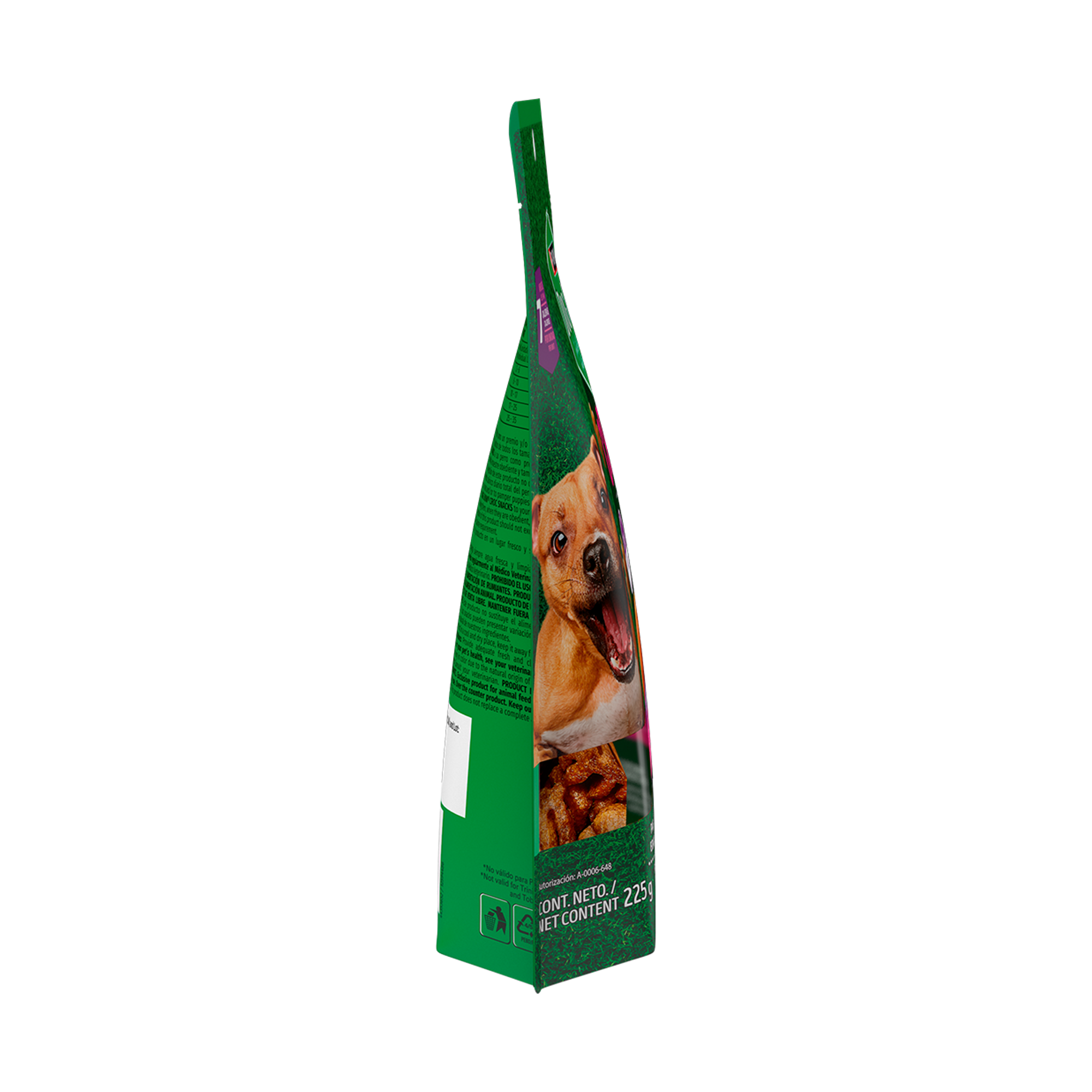 Empaque de DOG CHOW® Croc con carne de pollo, vista lateral