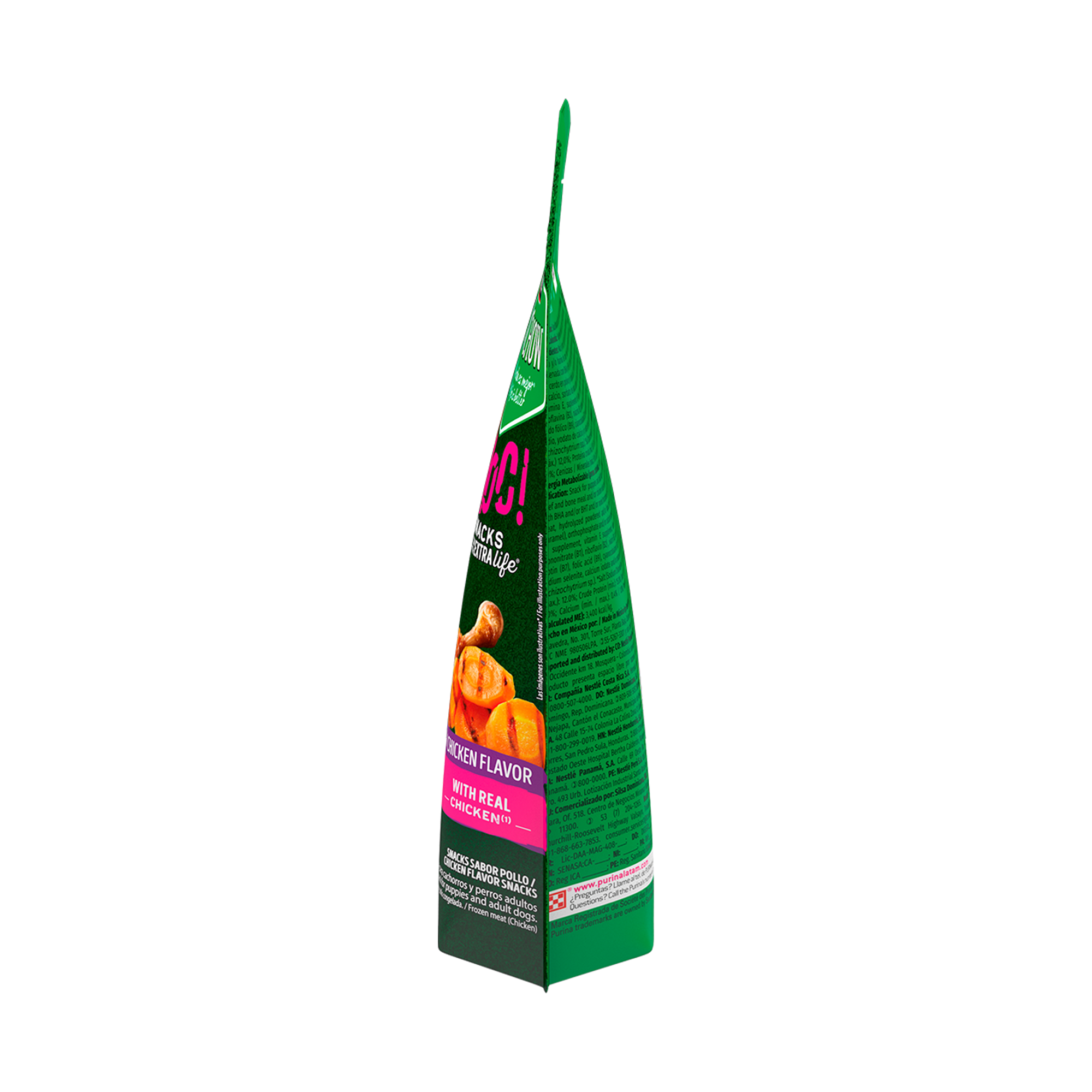 Empaque de DOG CHOW® Croc con carne de pollo, vista lateral