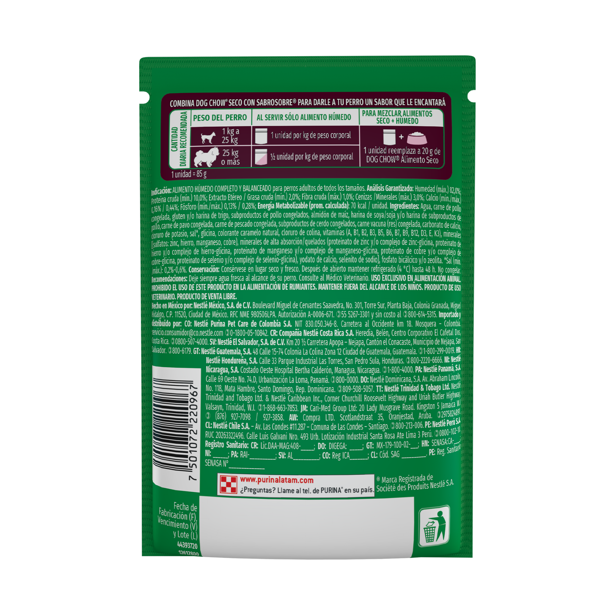 Empaque de Dog Chow® Dog Chow® multiproteína5 adulto, vista posterior