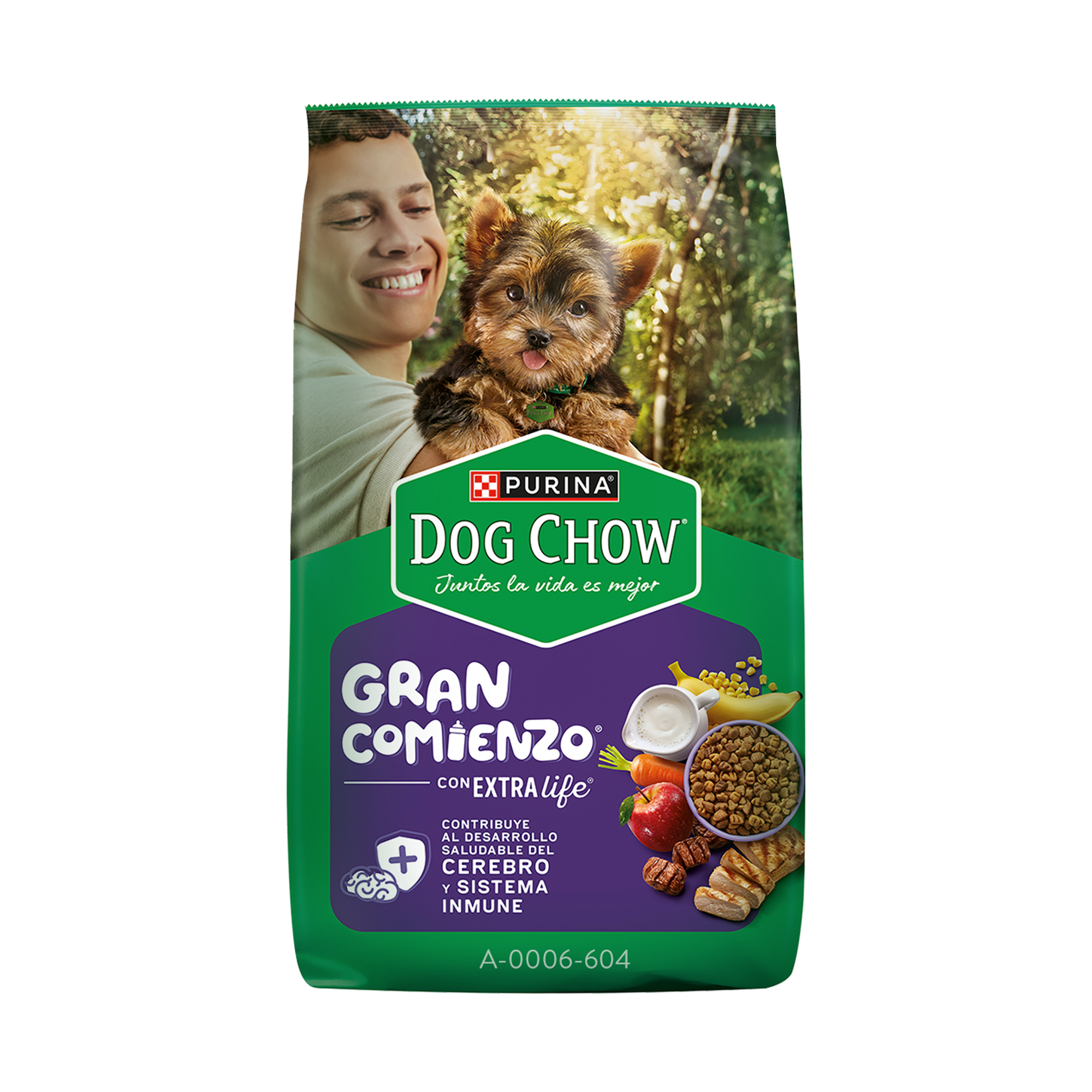 Empaque de Dog Chow gran comienzo cachorros minis y pequeños, vista frontal