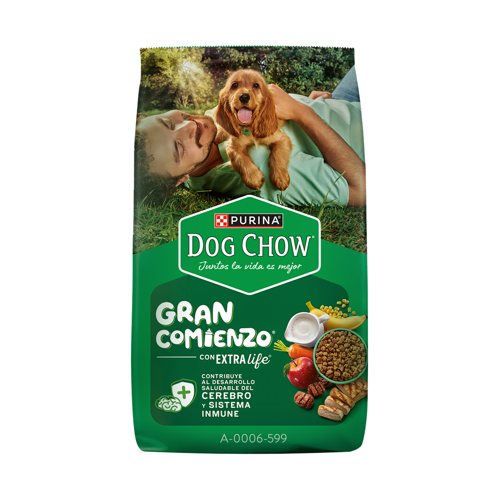 Empaque de Dog Chow gran comienzo todos los tamaños, vista frontal