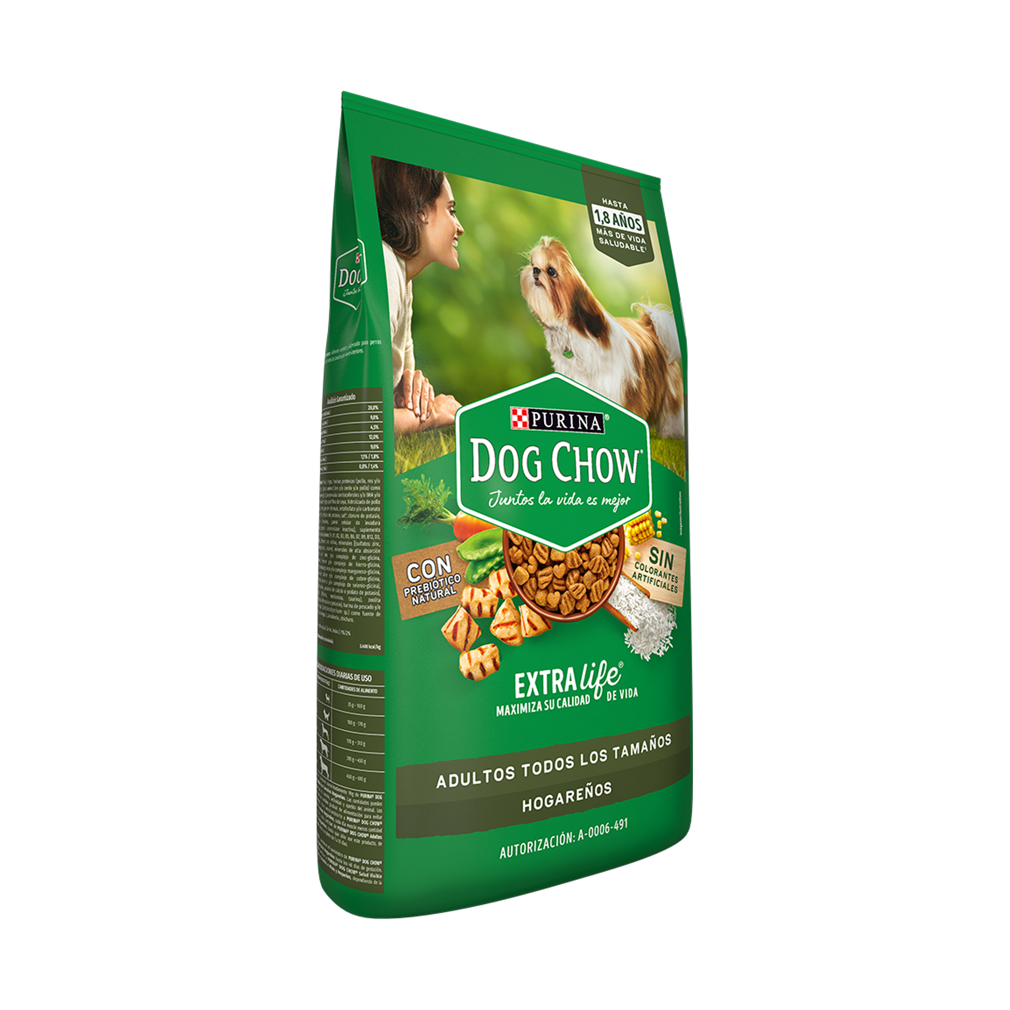 Empaque de Dog Chow hogareño adulto, vista lateral