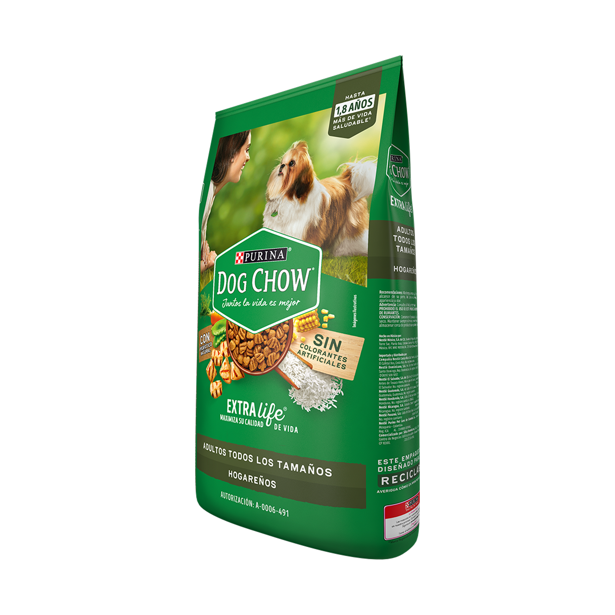 Empaque de Dog Chow hogareño adulto, vista lateral
