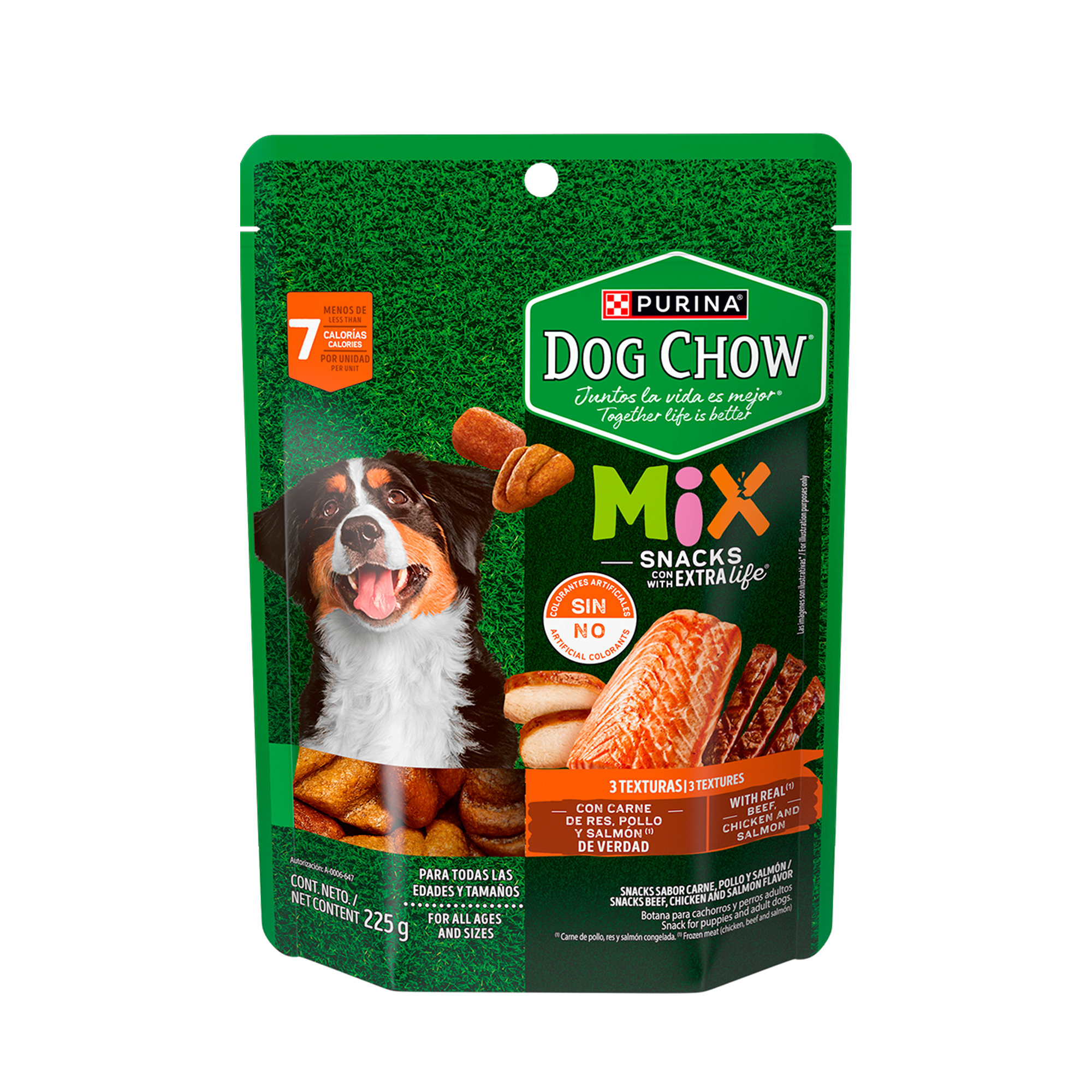 Empaque de DOG CHOW® Mix con carne de res, pollo y salmón, vista frontal