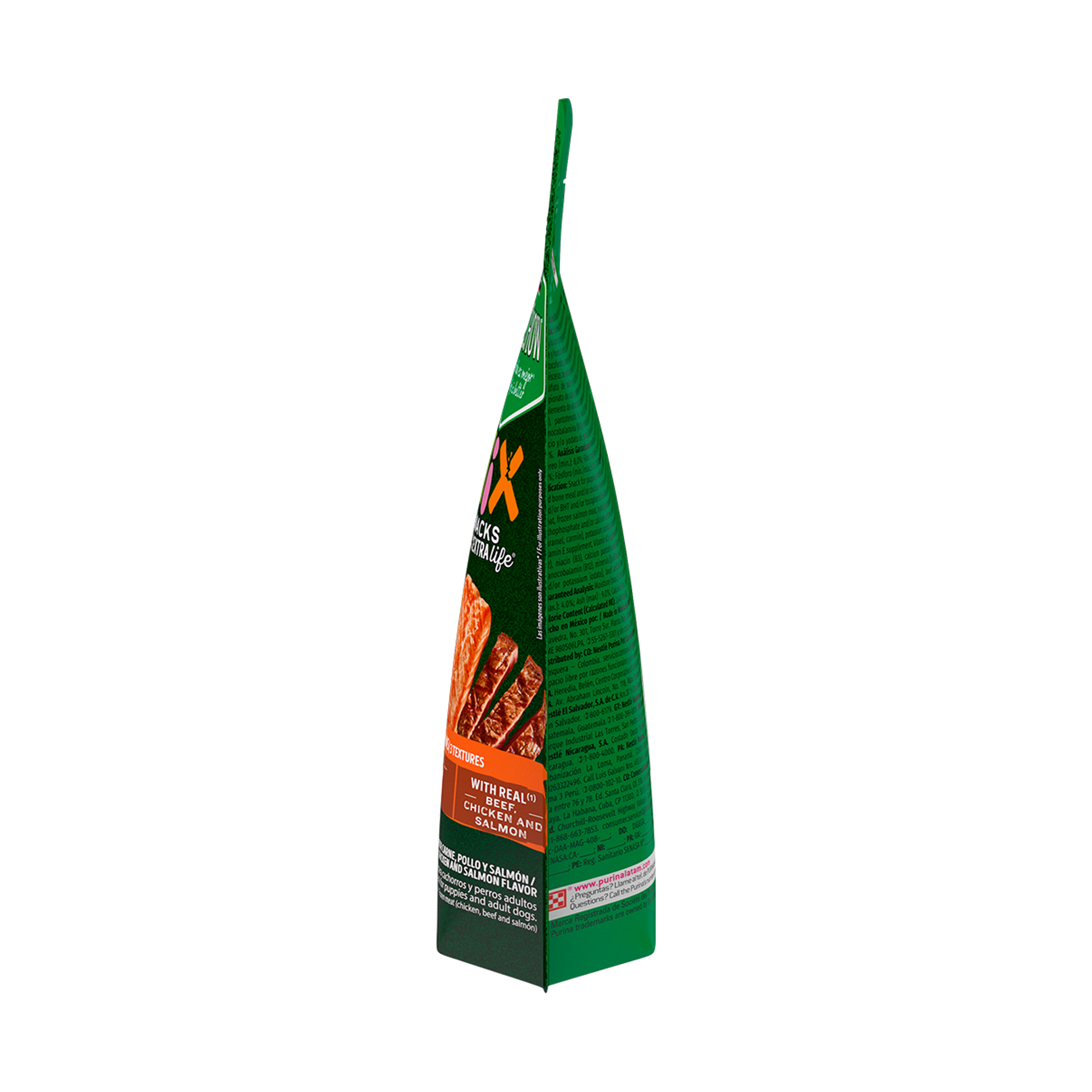 Empaque de DOG CHOW® Mix con carne de res, pollo y salmón, vista lateral
