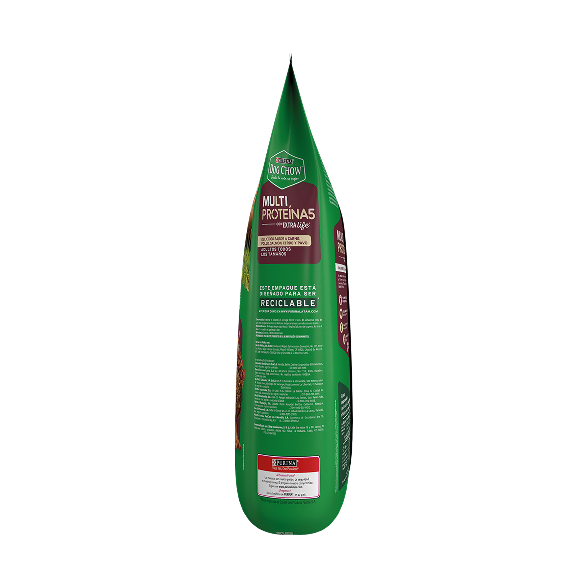 Empaque de Dog Chow multi proteínas, vista lateral