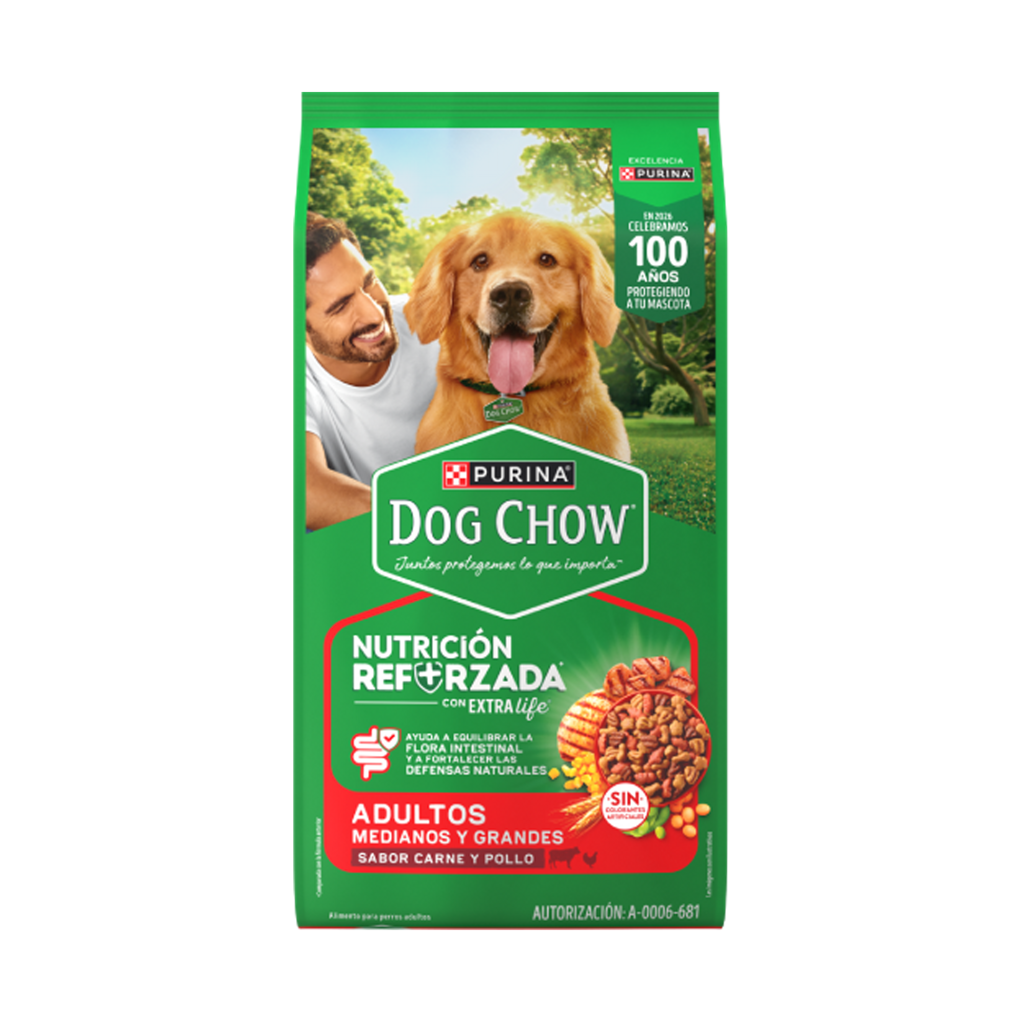 Empaque de DOG CHOW® NUTRICIÓN REFORZADA+ Adultos Medianos y Grandes, vista frontal