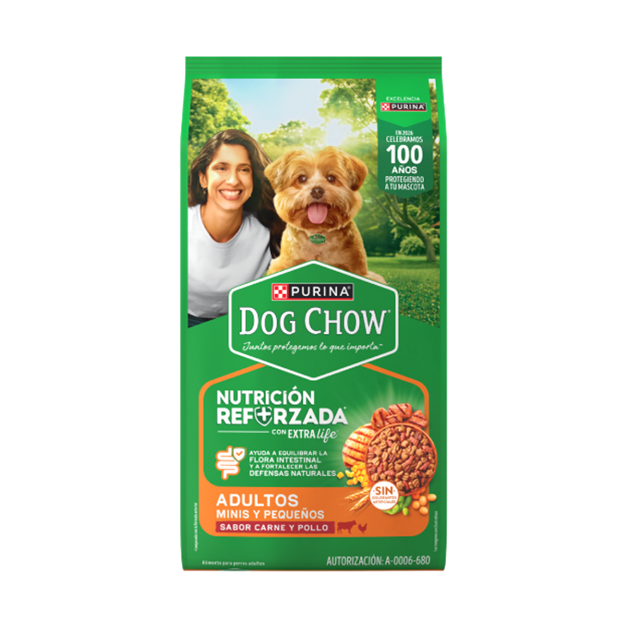 Empaque de DOG CHOW® NUTRICIÓN REFORZADA+ Adultos Minis y Pequeños, vista frontal