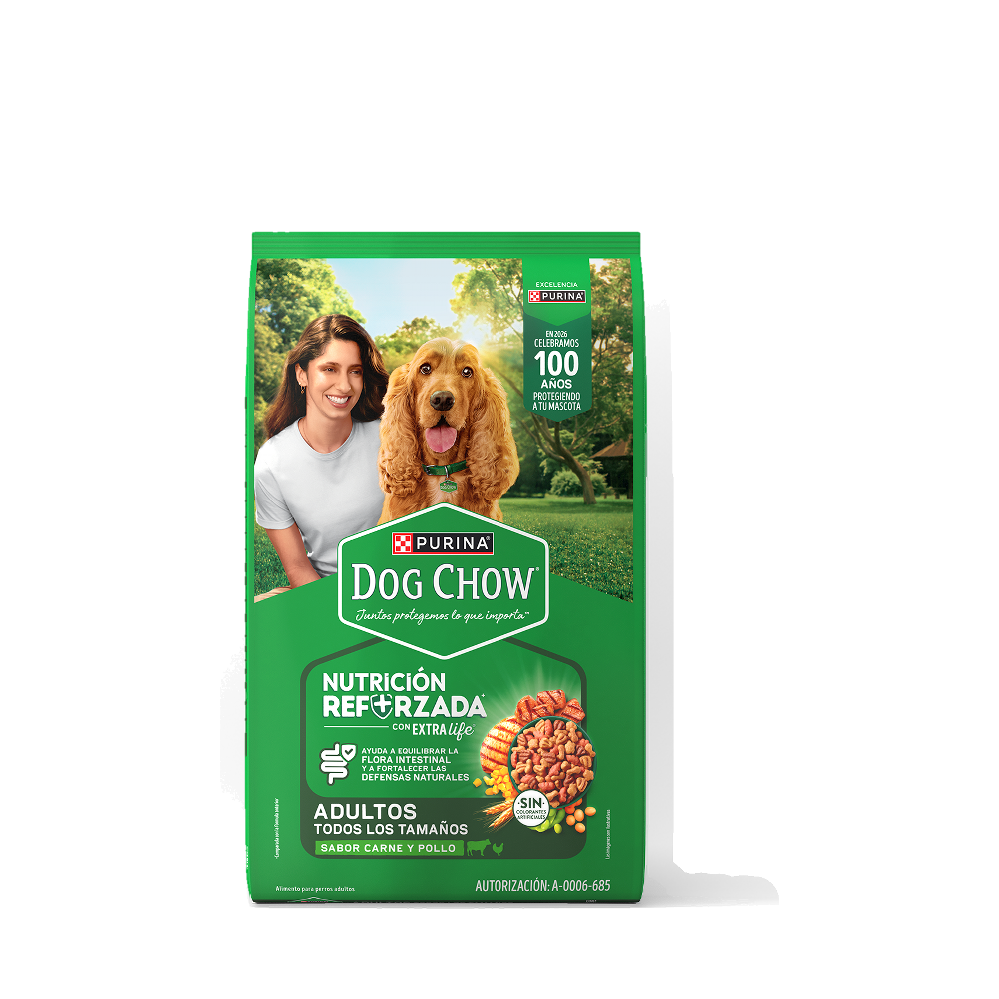 Empaque de DOG CHOW® NUTRICIÓN REFORZADA+ Adultos Todos los Tamaños, vista frontal