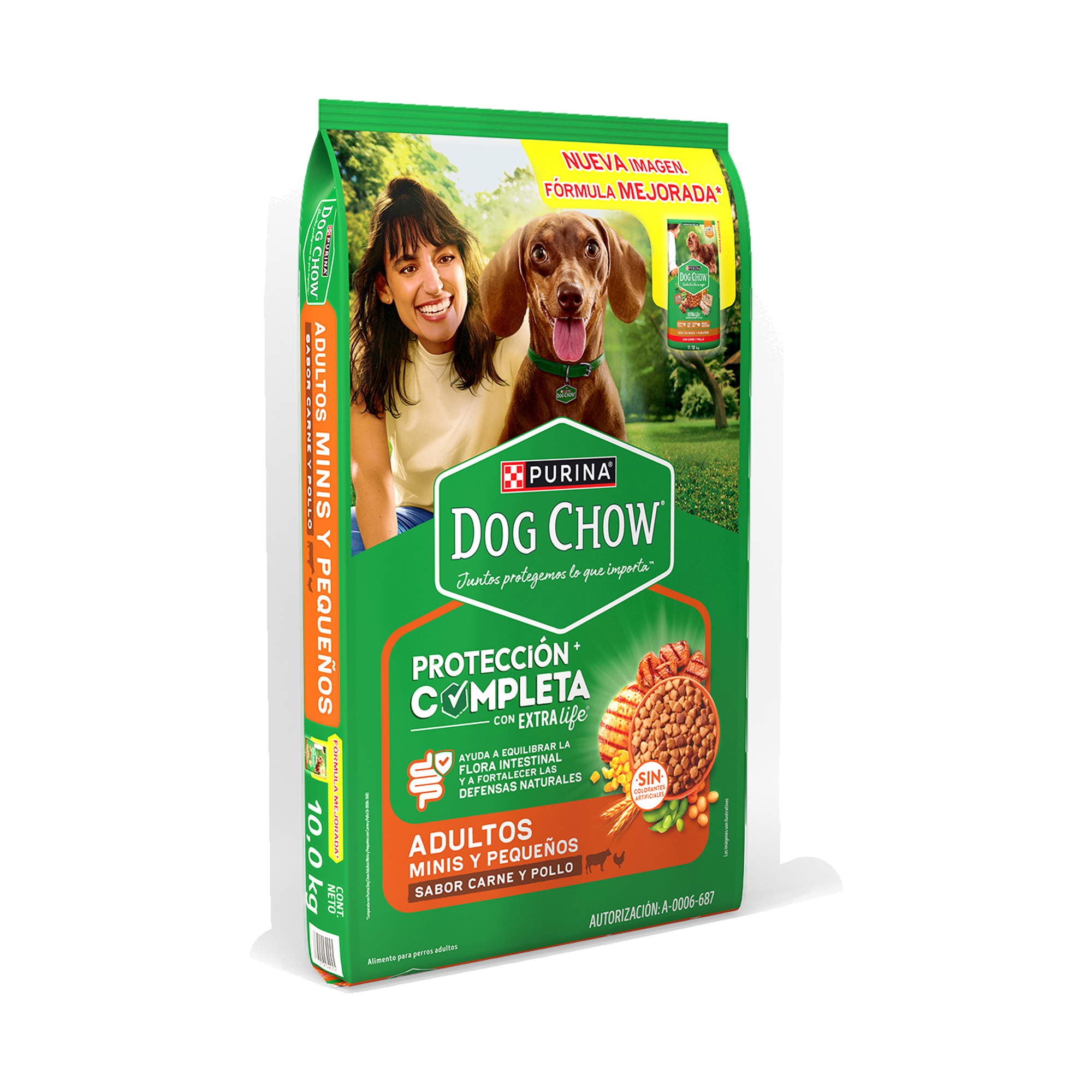 Empaque de DOG CHOW® Protección Completa Adultos Minis y Pequeños, vista lateral