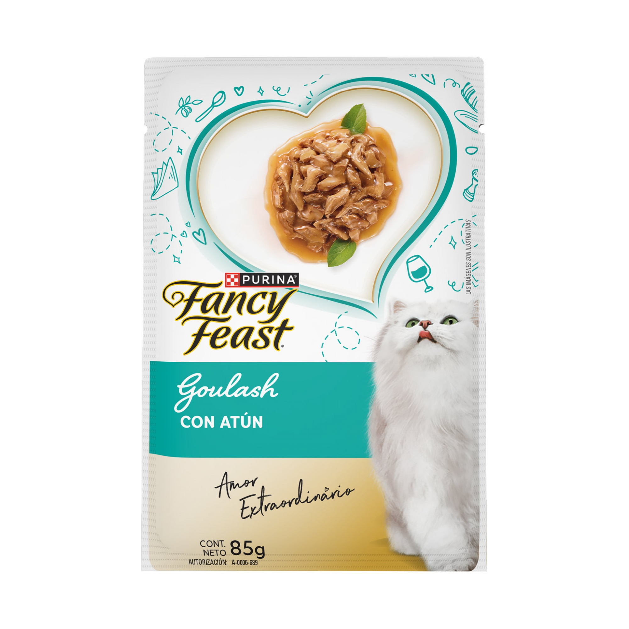 Empaque de Fancy Feast Alimento Húmedo Para Gatos Adultos Goulash Sabor Atún 85 g, vista frontal