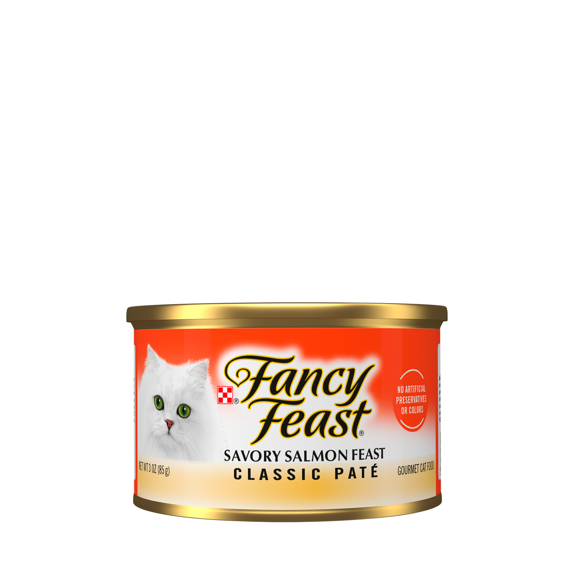 Empaque de FANCY FEAST® Classic Paté lata para gato sabor salmón, vista frontal