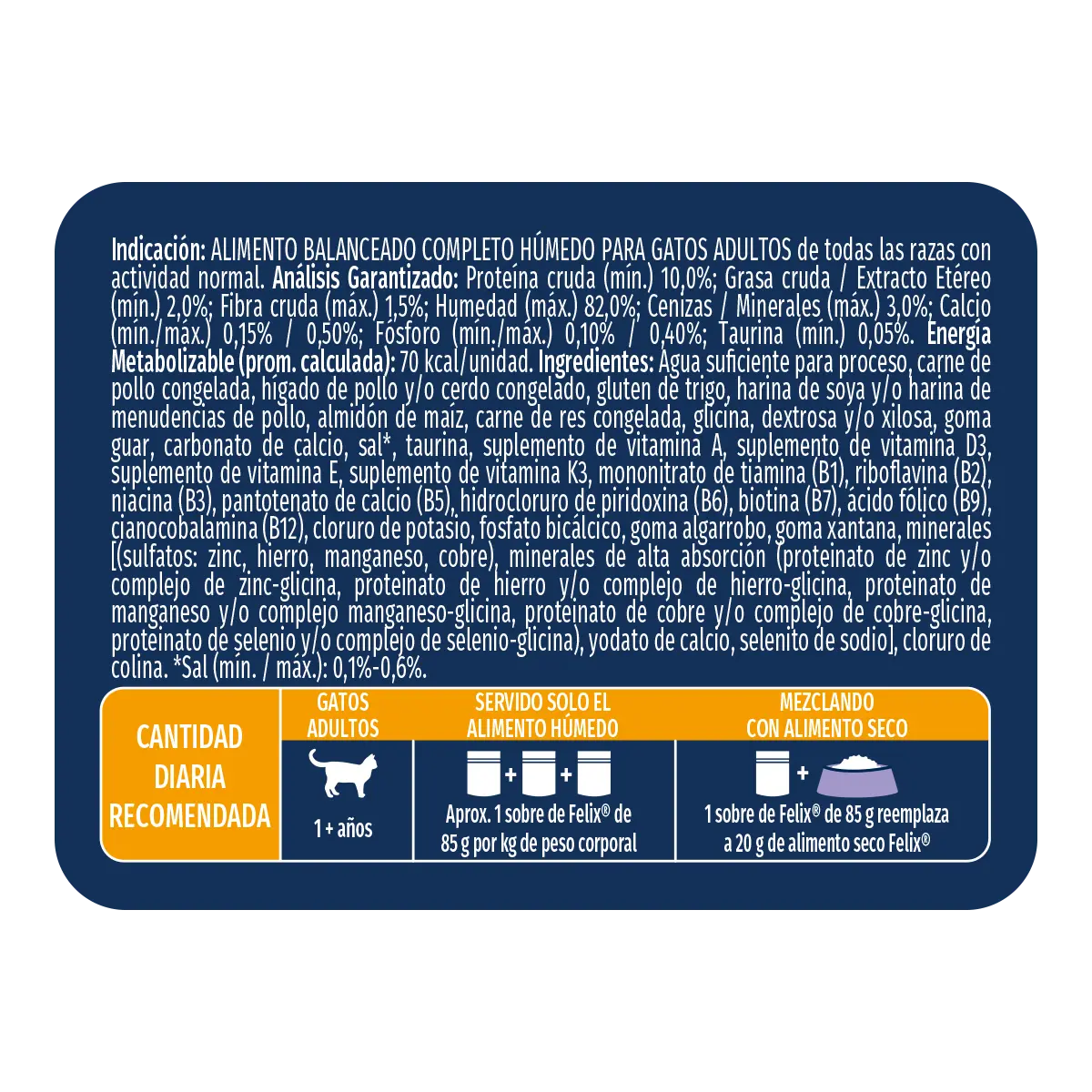 Sobre para gato Felix Triple Delicious Granja Adultos con sabores de carne, pollo e hígado