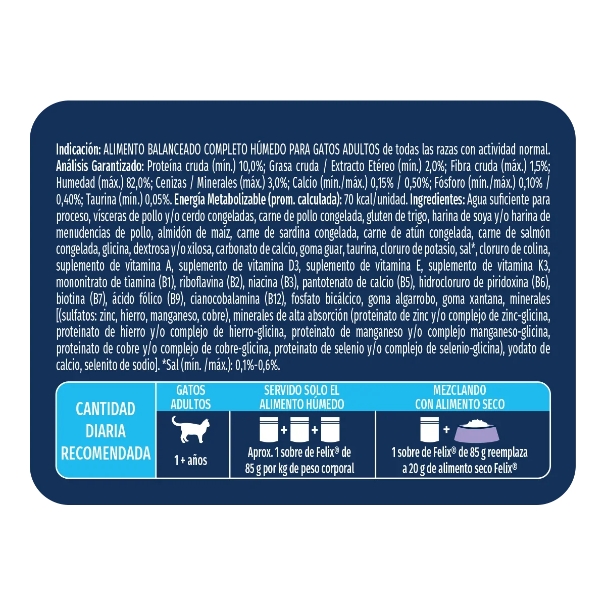 Sobre para gato Felix Triple Delicious Mar Adultos con sabores de atún, salmón y sardina