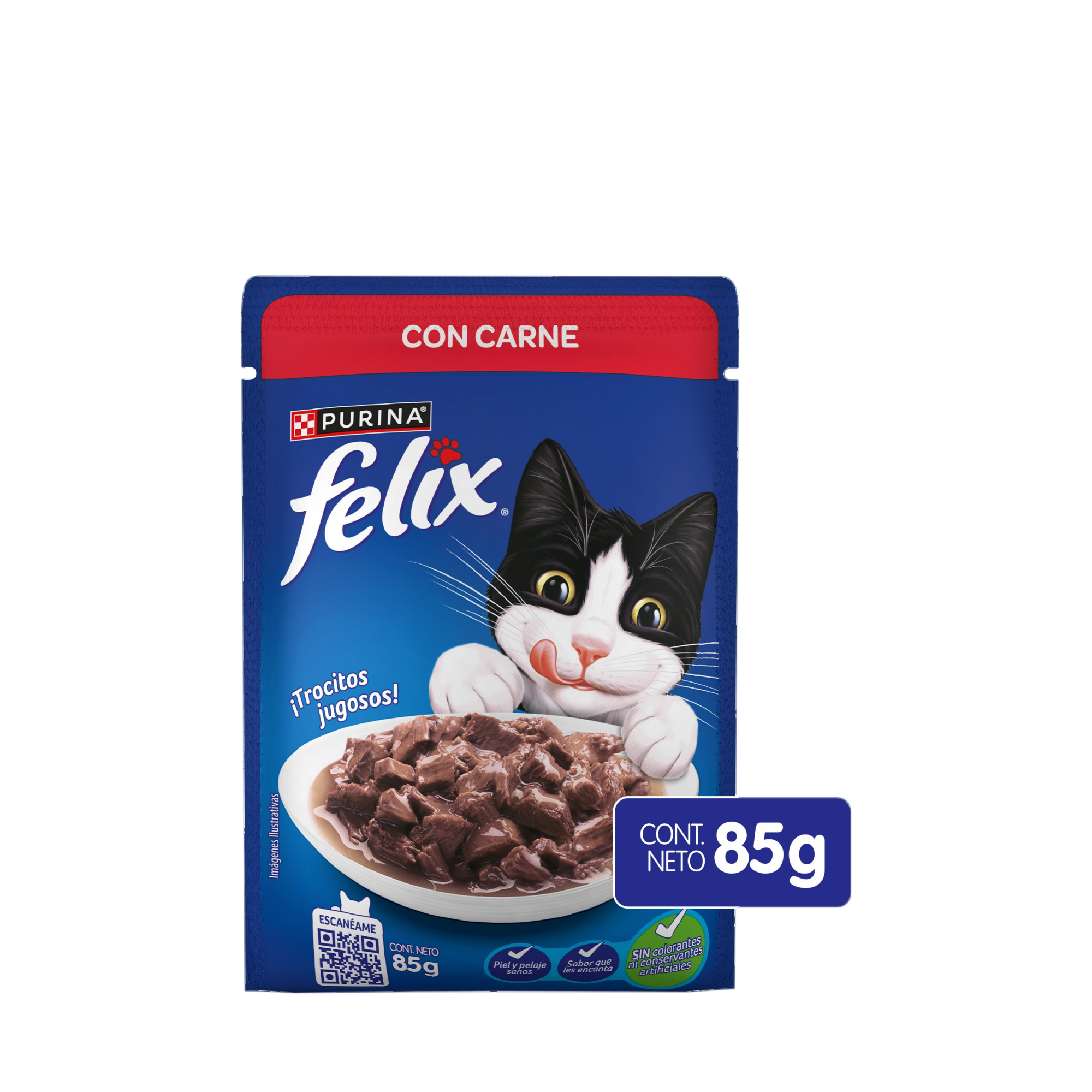 Empaque de Felix® Classic para gato sabor carne, vista frontal