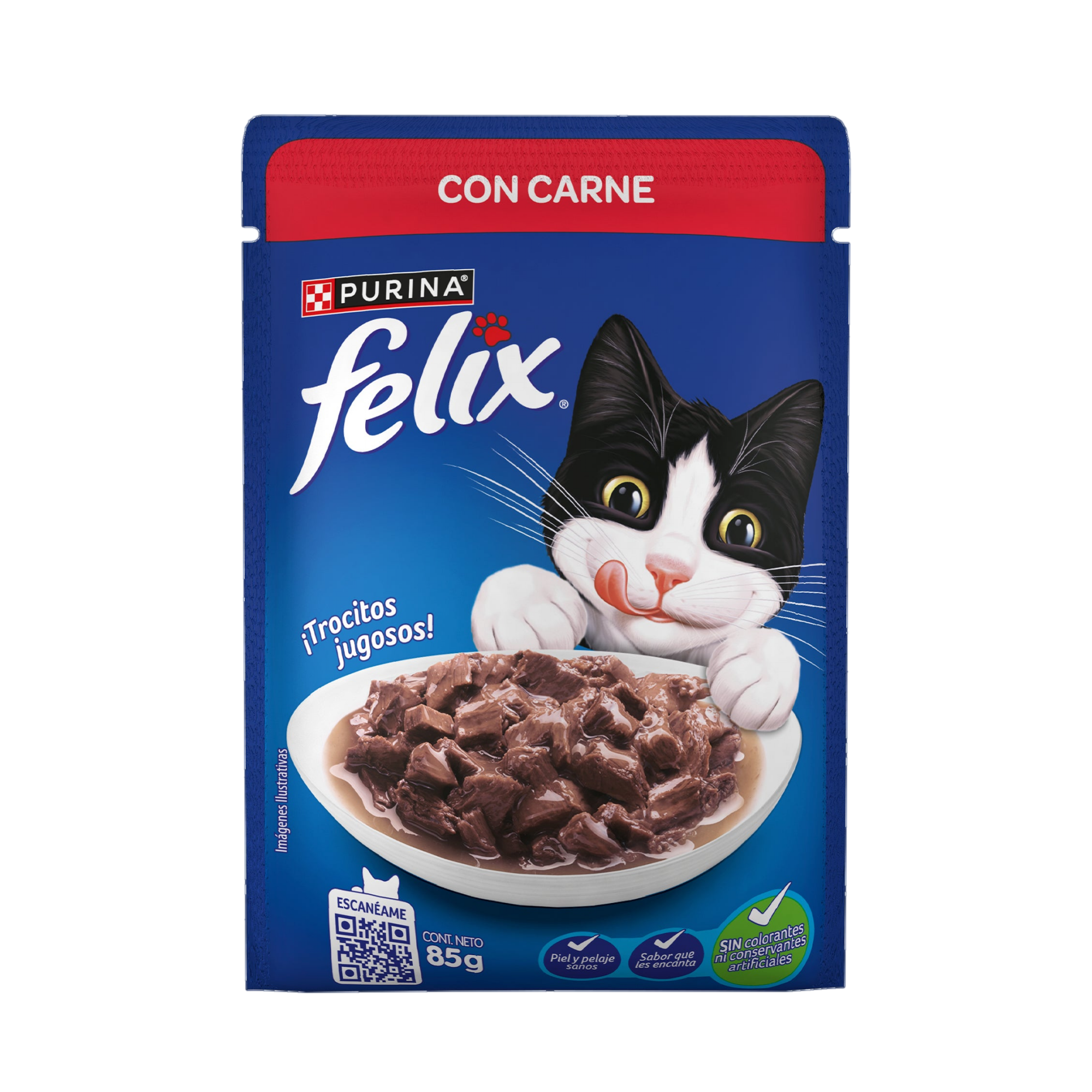 Empaque de Felix® Classic para gato sabor carne, vista frontal