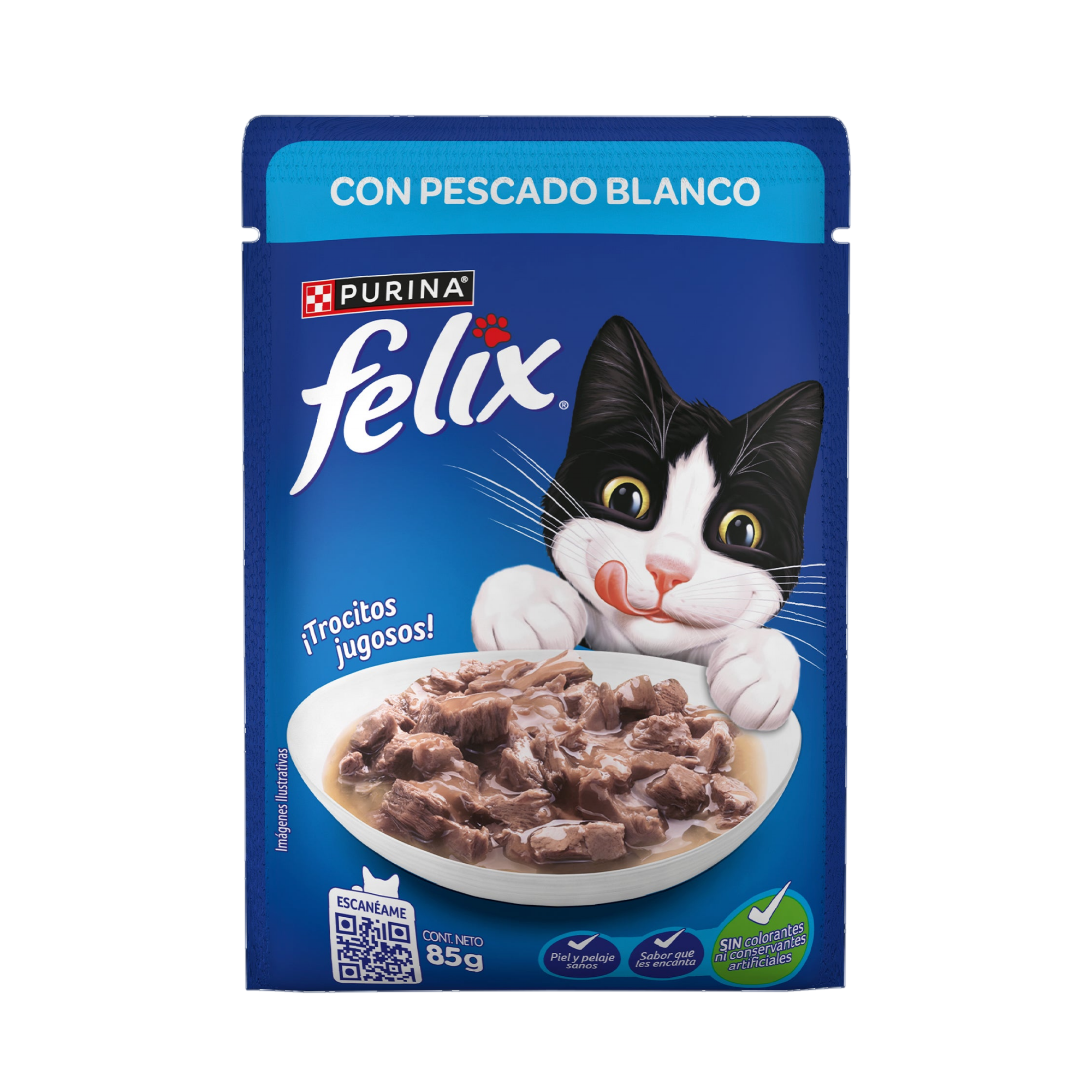 Empaque de Felix® Classic para gato sabor pescado blanco, vista frontal
