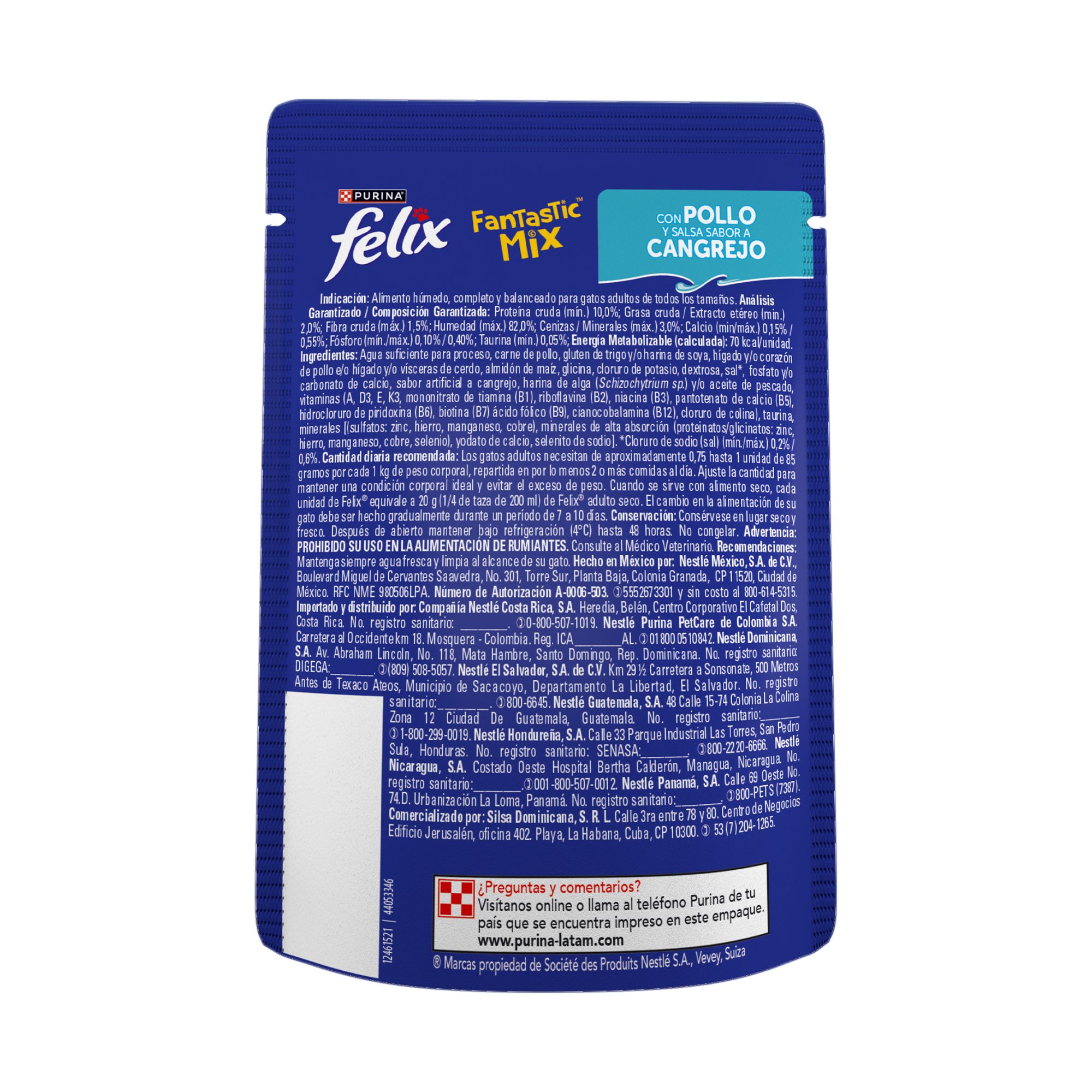 Empaque de Felix® Fantastic Mix con pollo y salsa sabor cangrejo para gatos, vista posterior