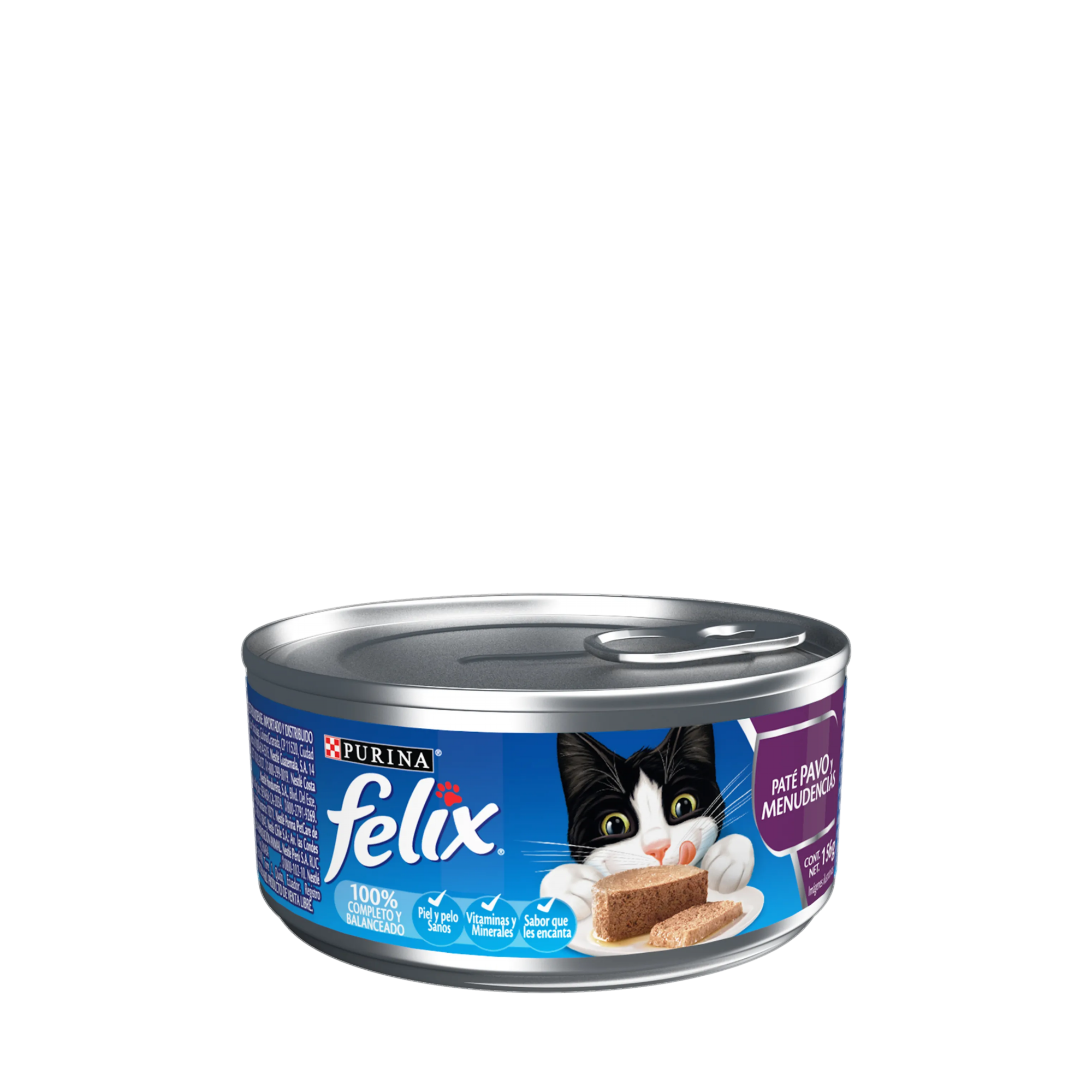 Empaque de FELIX® Lata para gato sabor pavo y menudencias, vista lateral