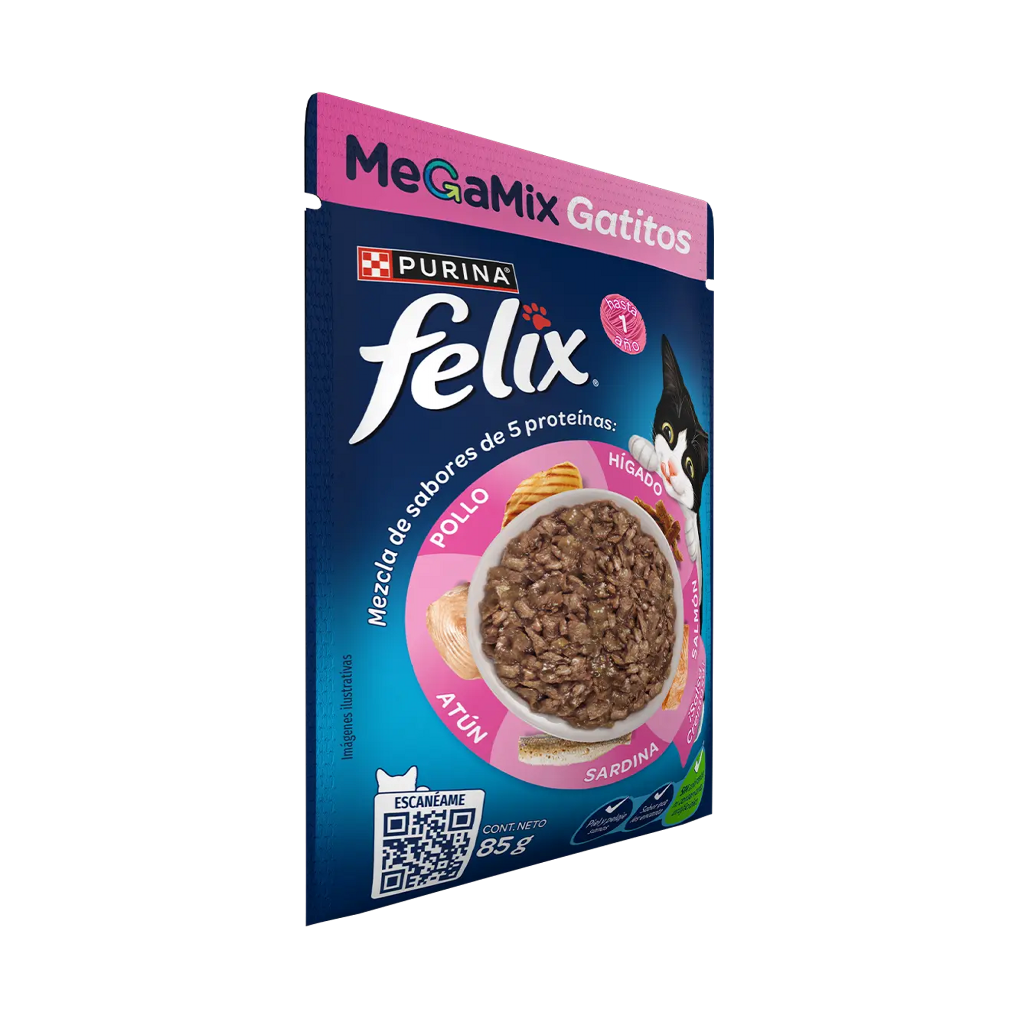 Empaque de Felix Megamix Gatitos, vista lateral