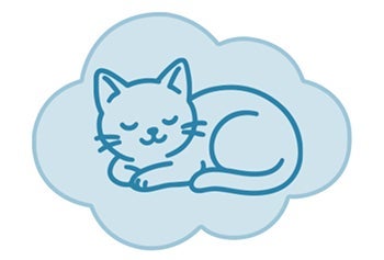 Ícono de gatito recostado que representa que la esterilización de gatos no afecta el vínculo.