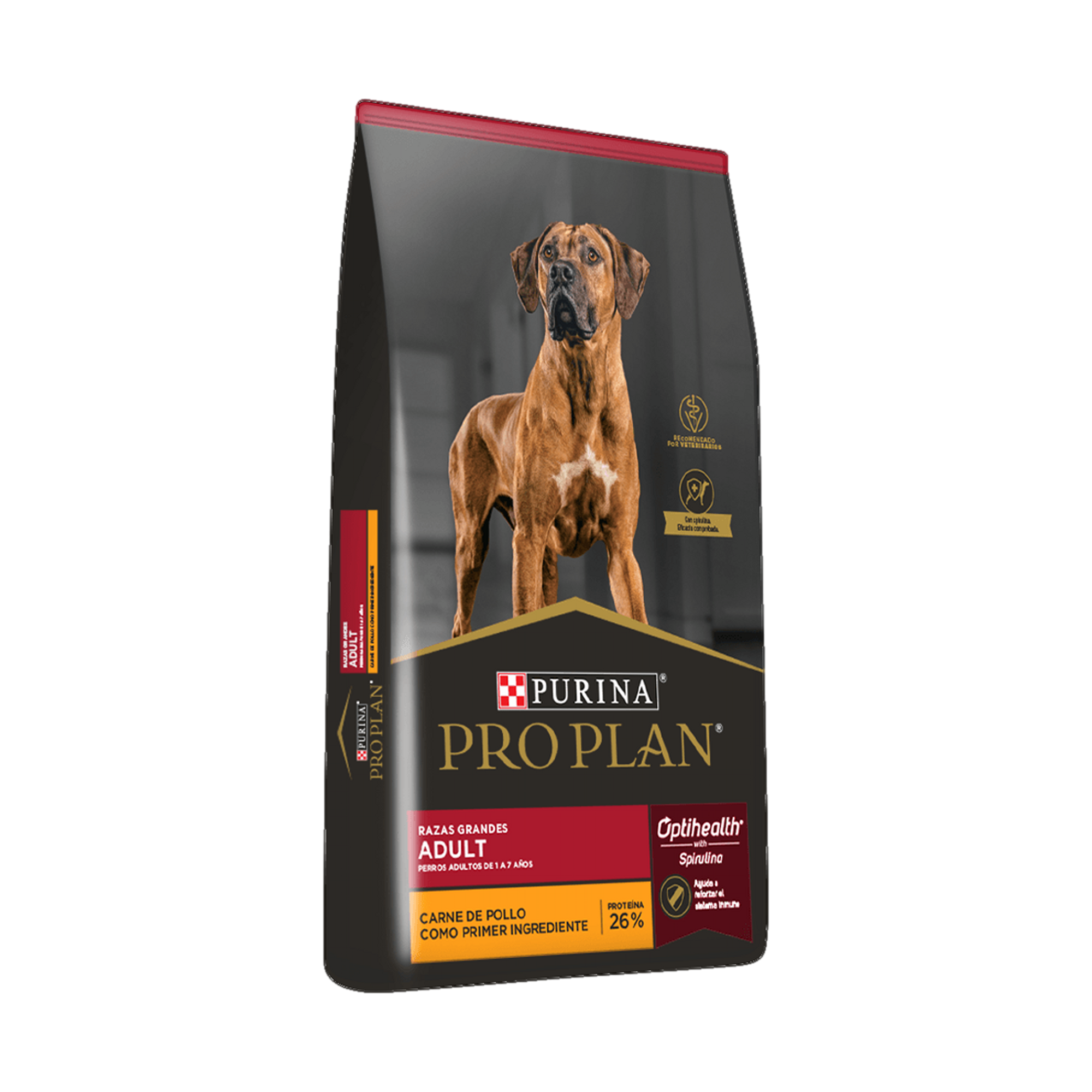 Empaque de Pro Plan® Adulto Razas Grandes con Optihealth® Sabor Pollo, vista lateral