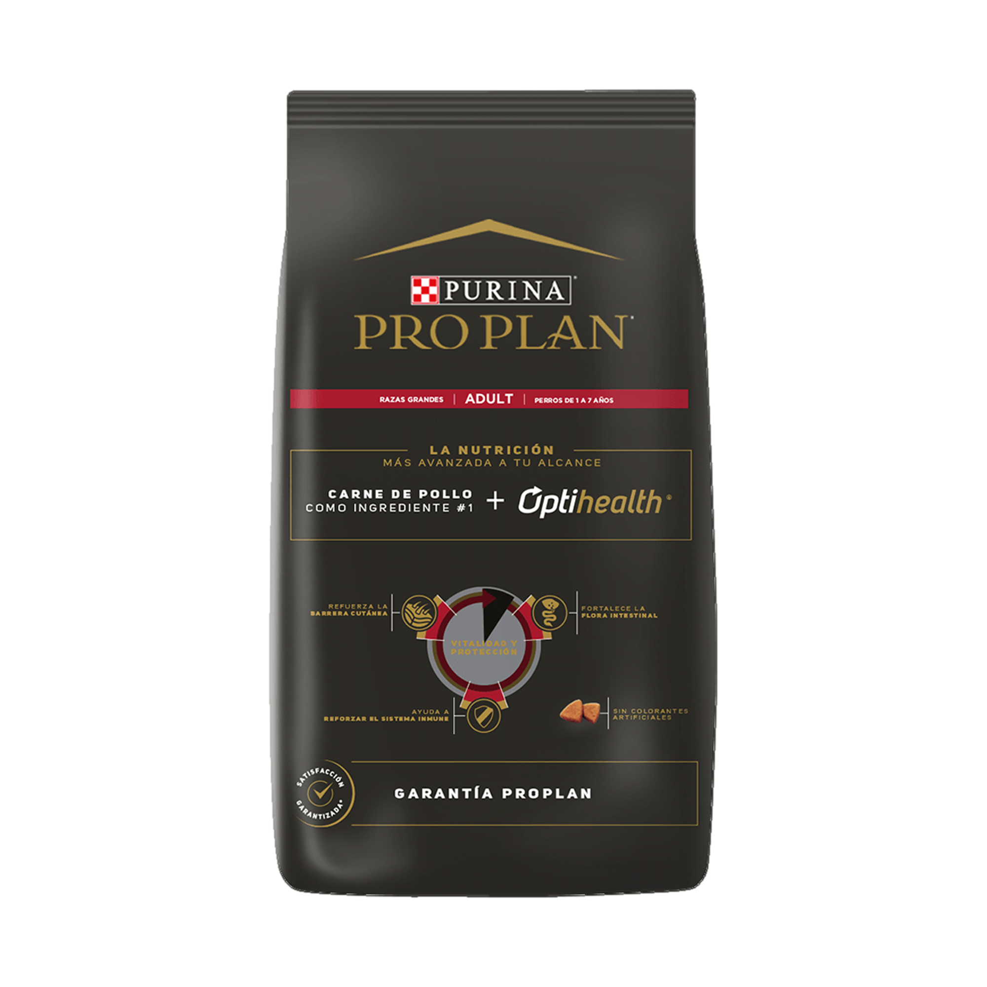 Empaque de Pro Plan® Adulto Razas Grandes con Optihealth® Sabor Pollo, vista posterior